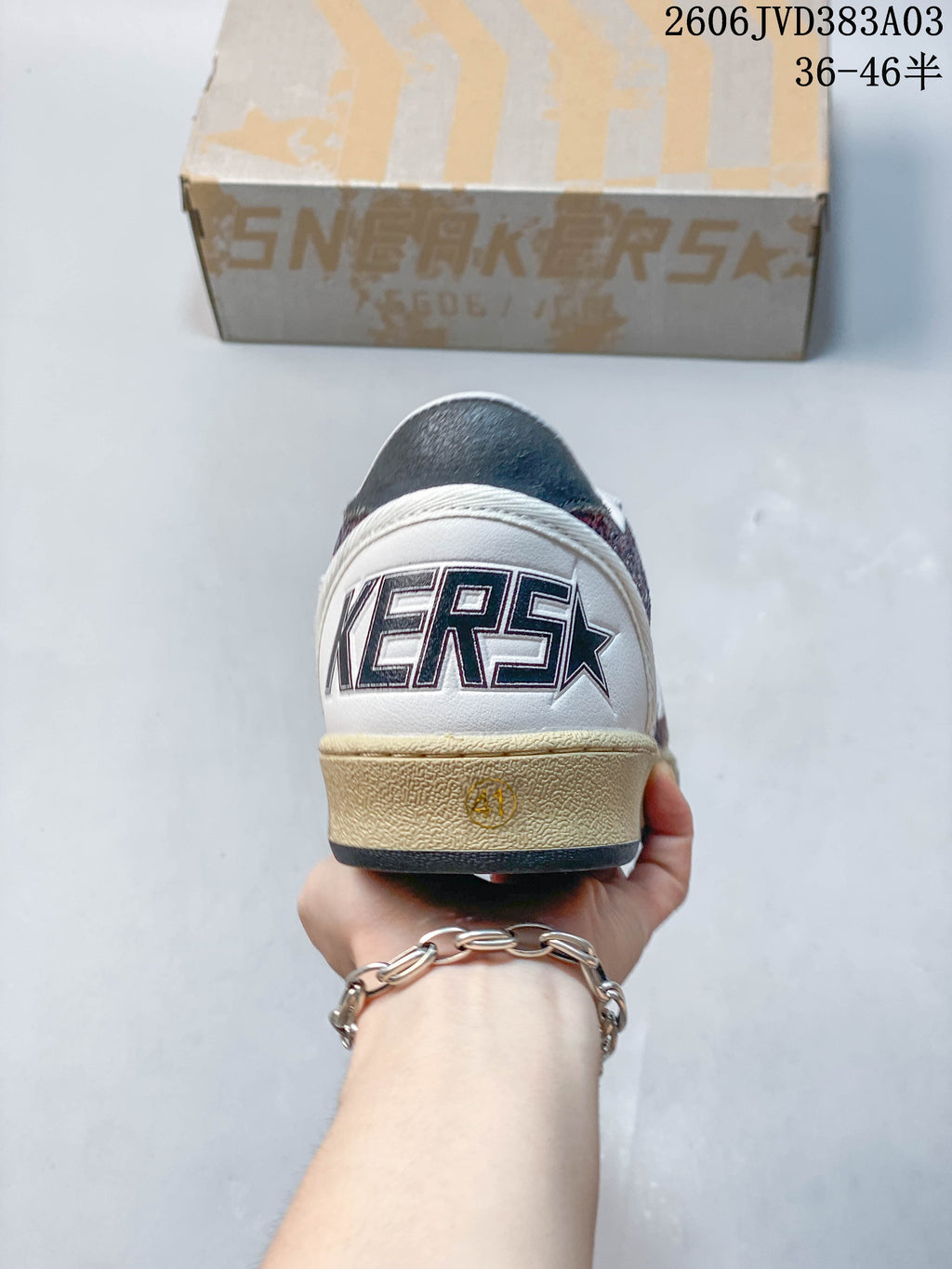 Golden Goose Super-Star Sneakers, White and Pink Glitter
