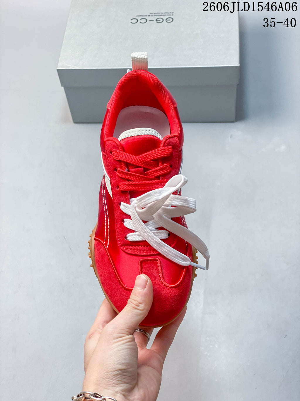 GG-CC Retro Low-Top Racing Sneakers, Red and White G26U6715C