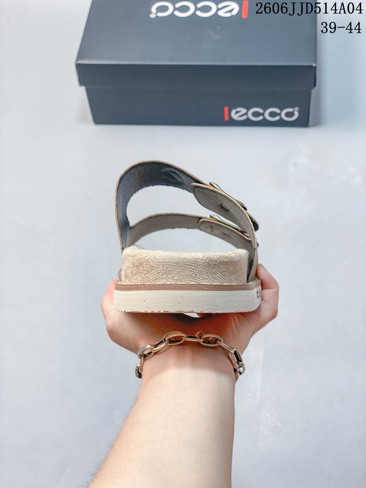 ECCO 06JJD514A04 Two-Buckle Slide Sandals in Taupe