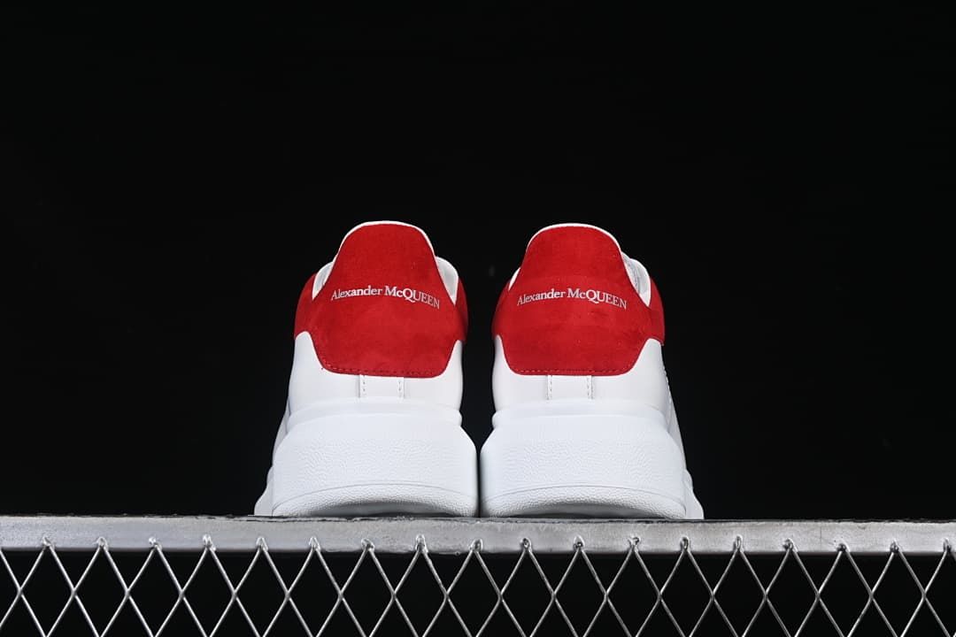 Alexander McQueen Oversized Sneakers, White and Red Heel