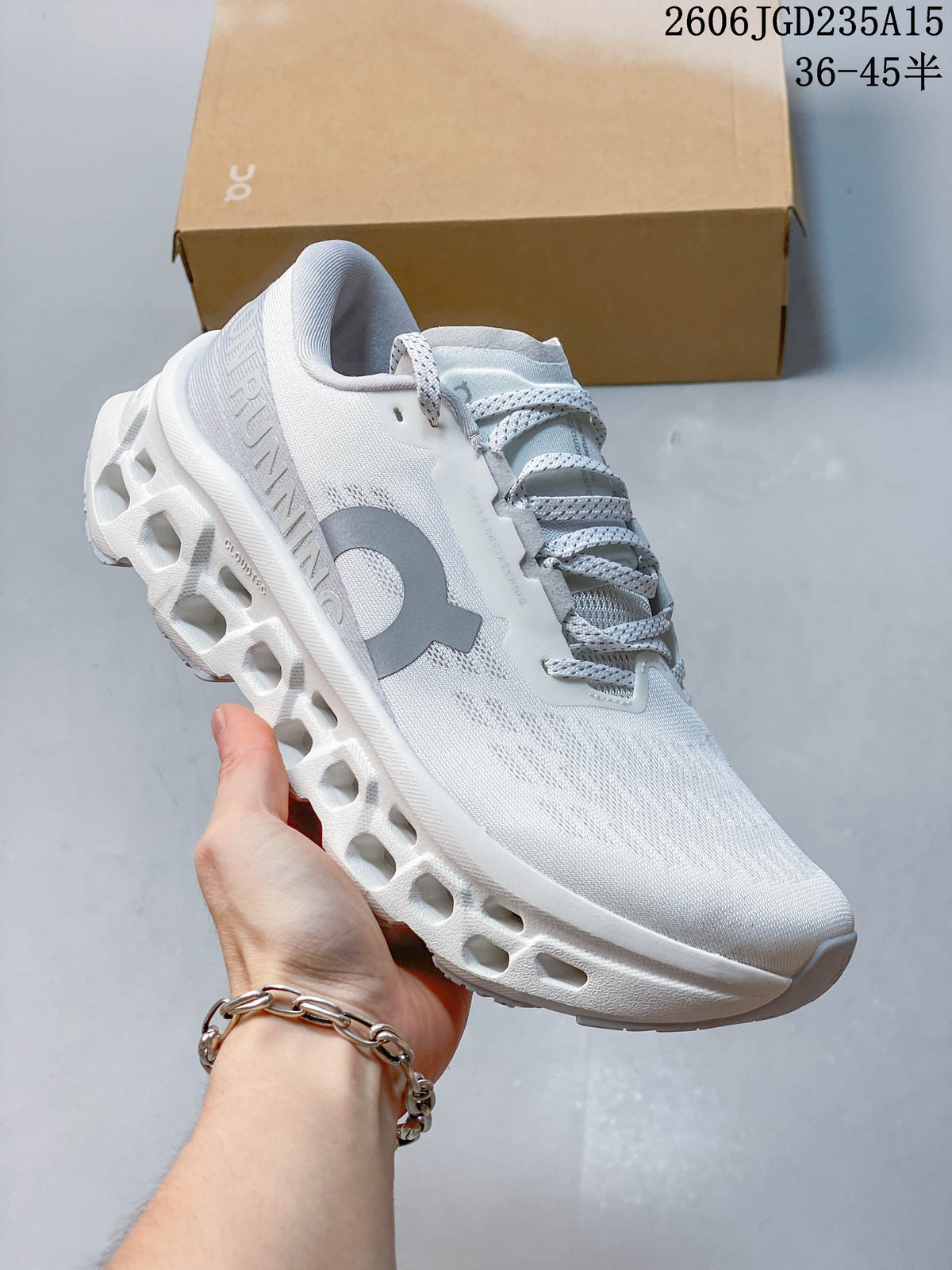 On Cloudmonster 3 Running Shoes, White with Yellow Sole