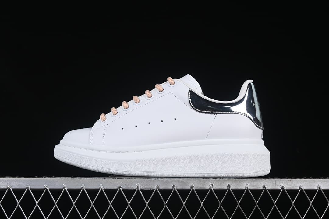 Alexander McQueen White Sneakers with Silver Mirror Heel