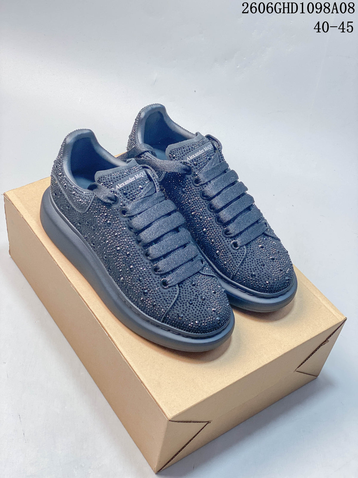 Alexander McQueen Grey Rhinestone Low-Top Sneakers 2606GHD1098A08