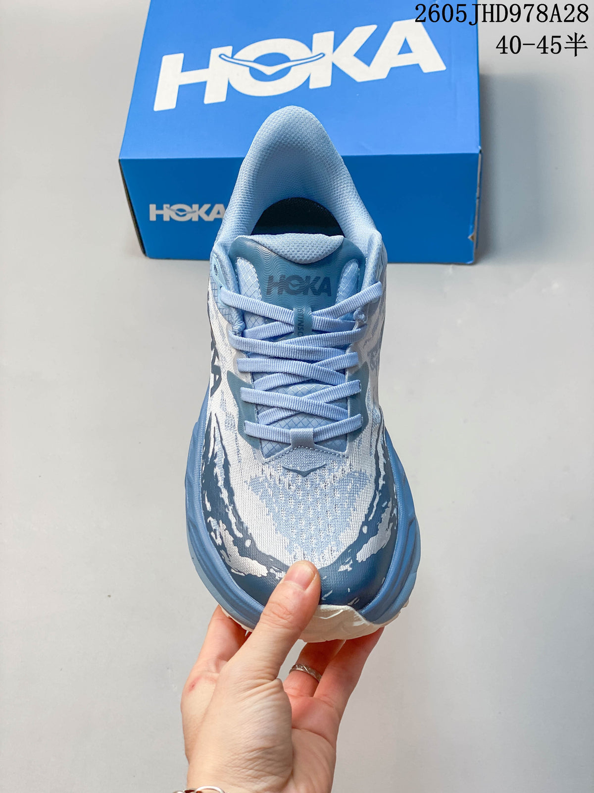 HOKA Stinson 7 Trail Running Shoes, Blue and White