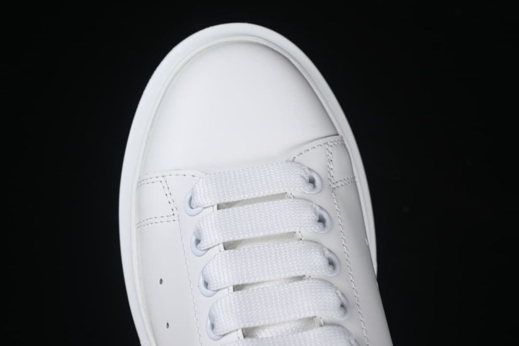 Alexander McQueen White Leather-Style Sneakers with Crystal Heel
