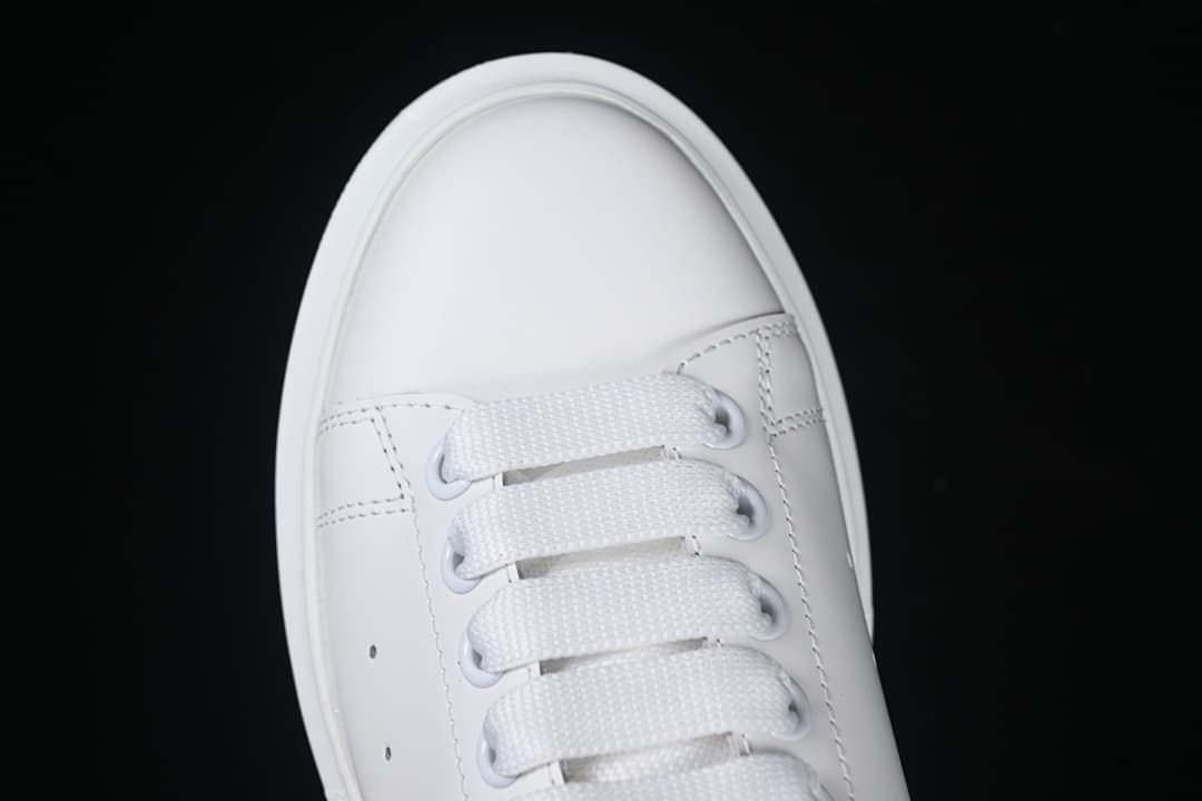 Alexander McQueen White Leather-Style Sneakers with Crystal Heel