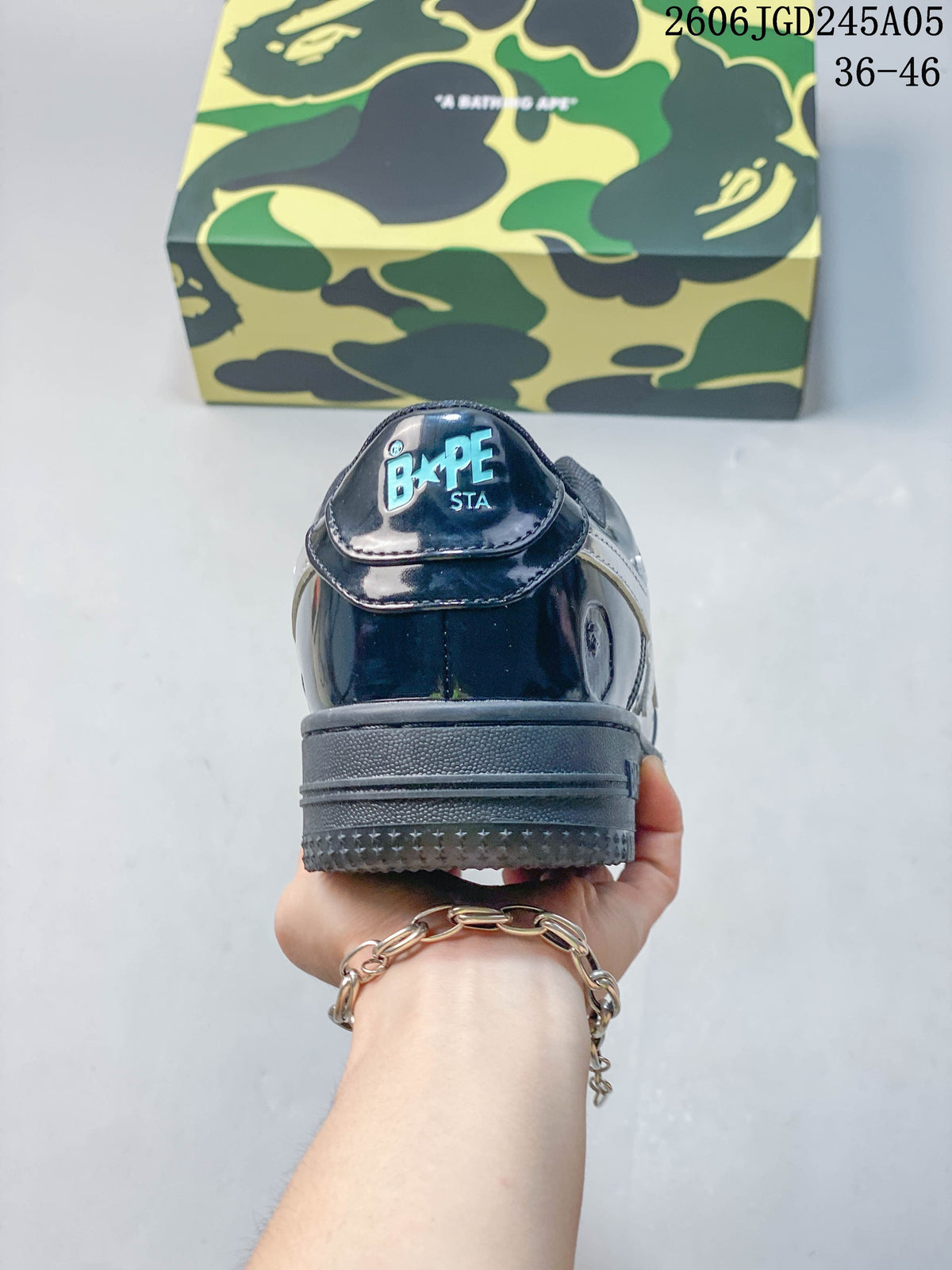 BAPE STA Low-Top Sneakers in Navy and Silver