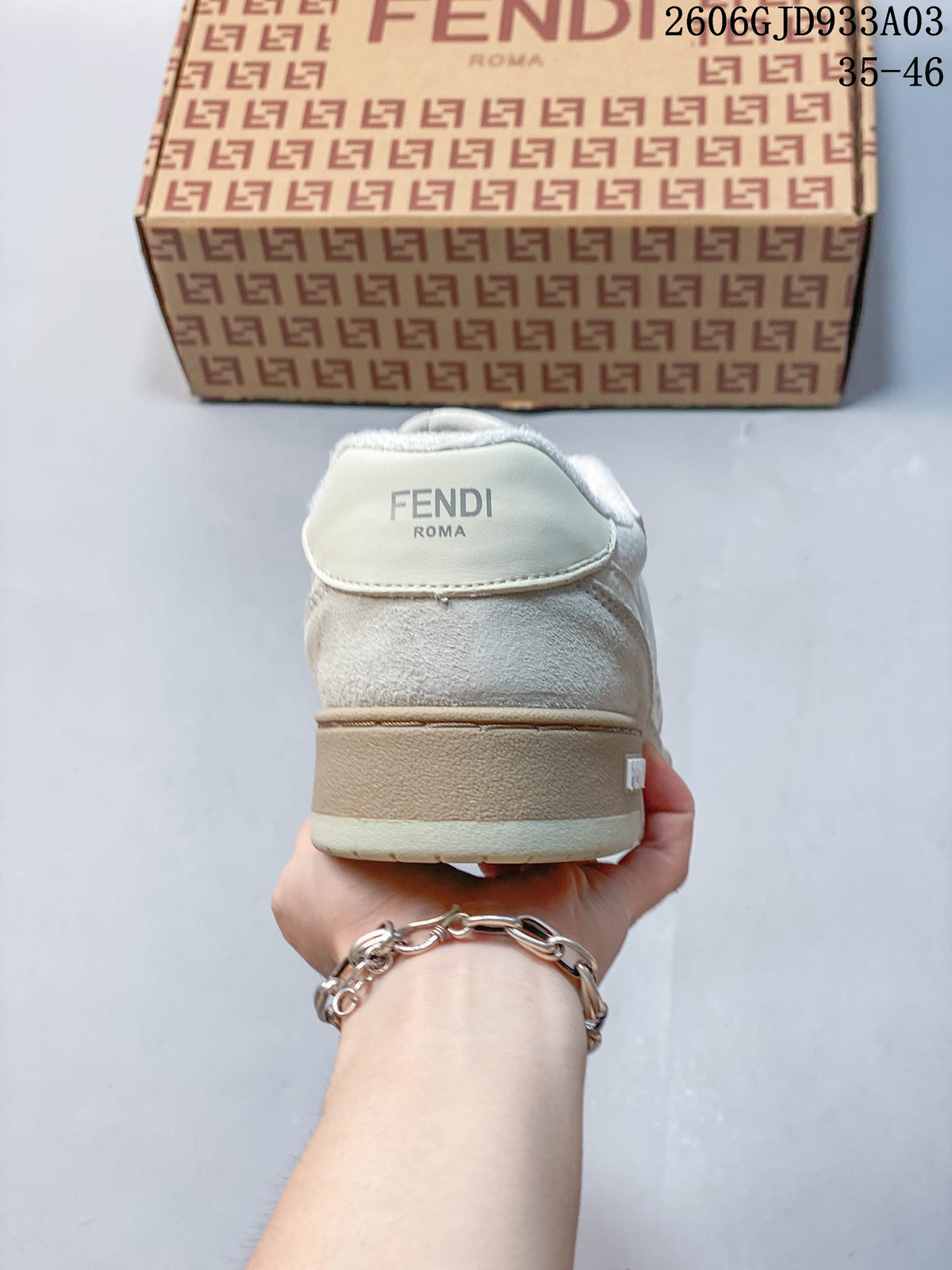 Fendi Match Low-Top Sneakers in White and Beige