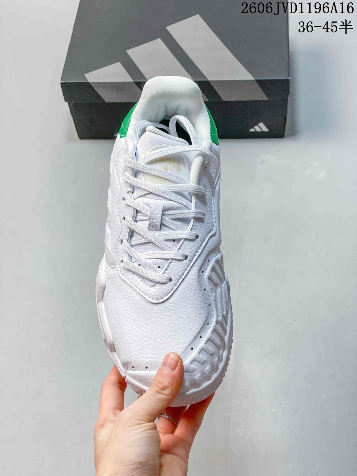 Adidas Barricade 13 M Leather Tennis Shoes, White and Green