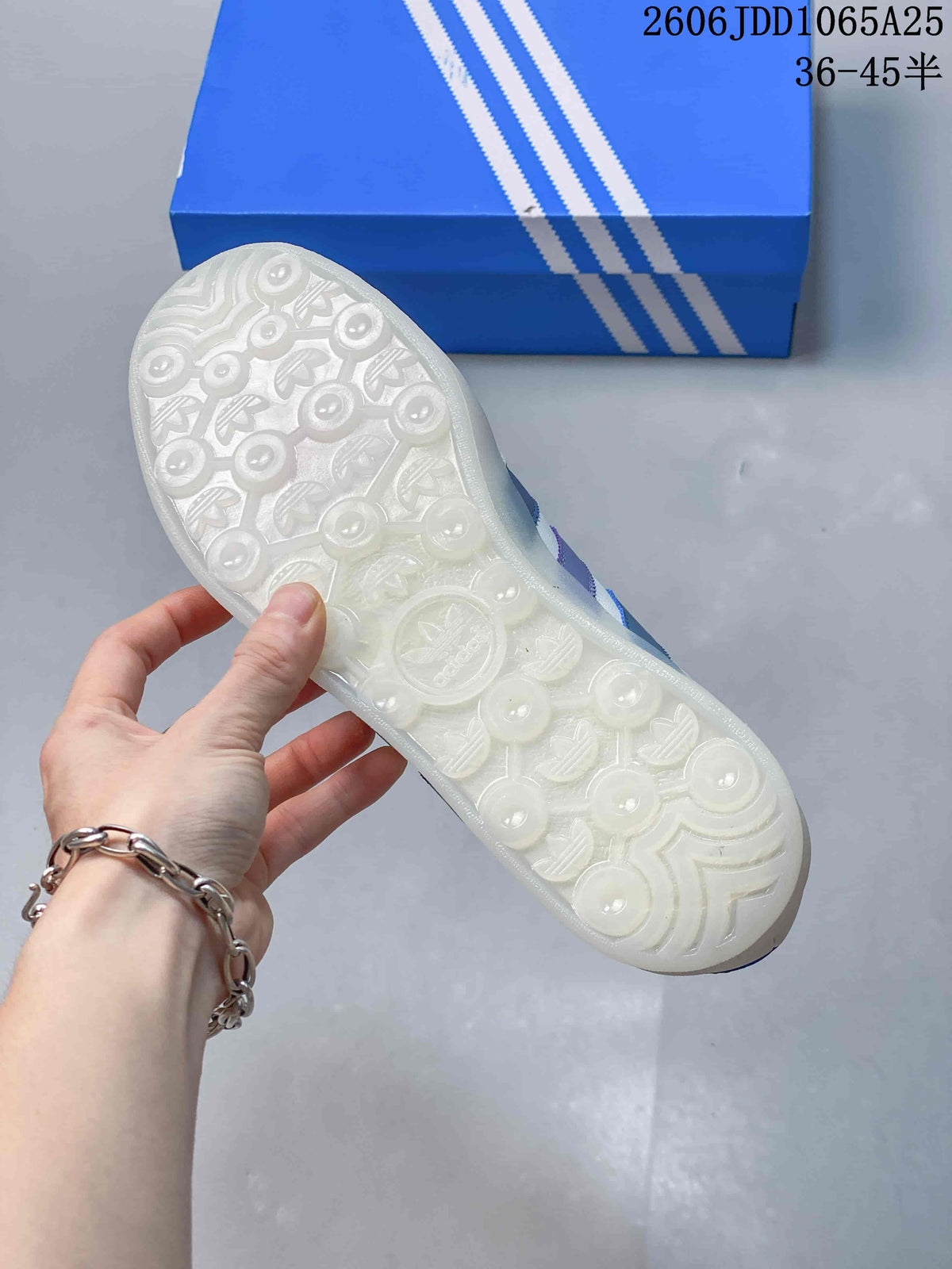 Adidas Gazelle Low-Top Sneakers in White and Blue