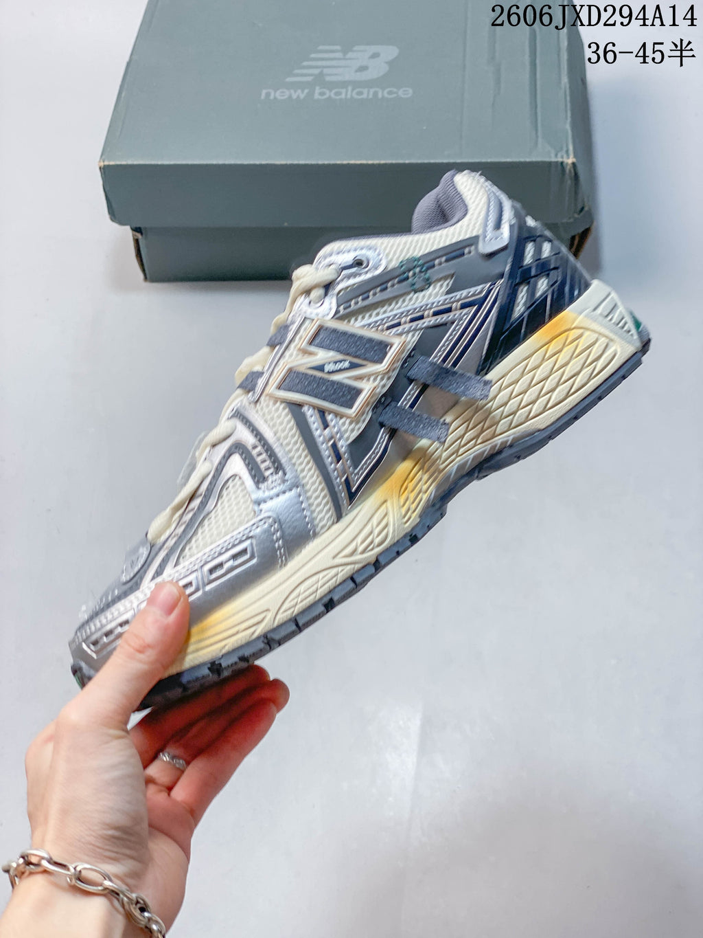 New Balance 1906 Sneakers in Cream, Silver and Navy