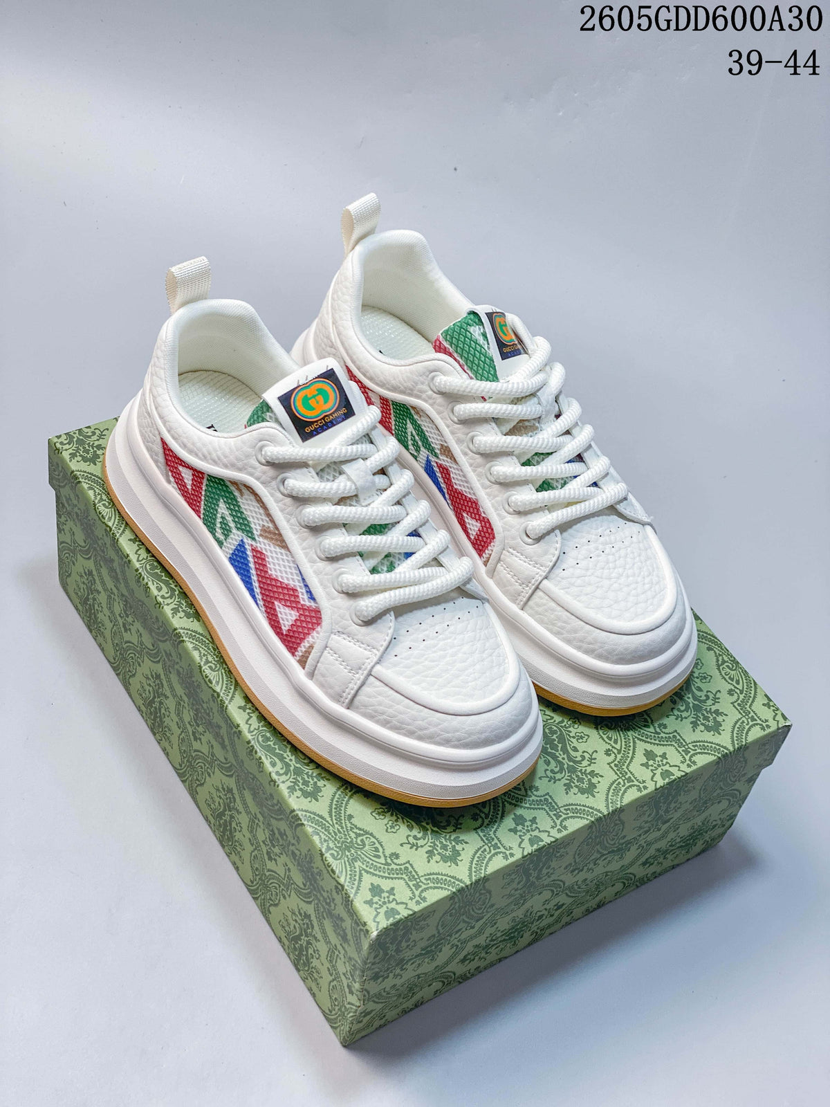 Gucci Screener GG Low-Top Sneakers, White Multicolor