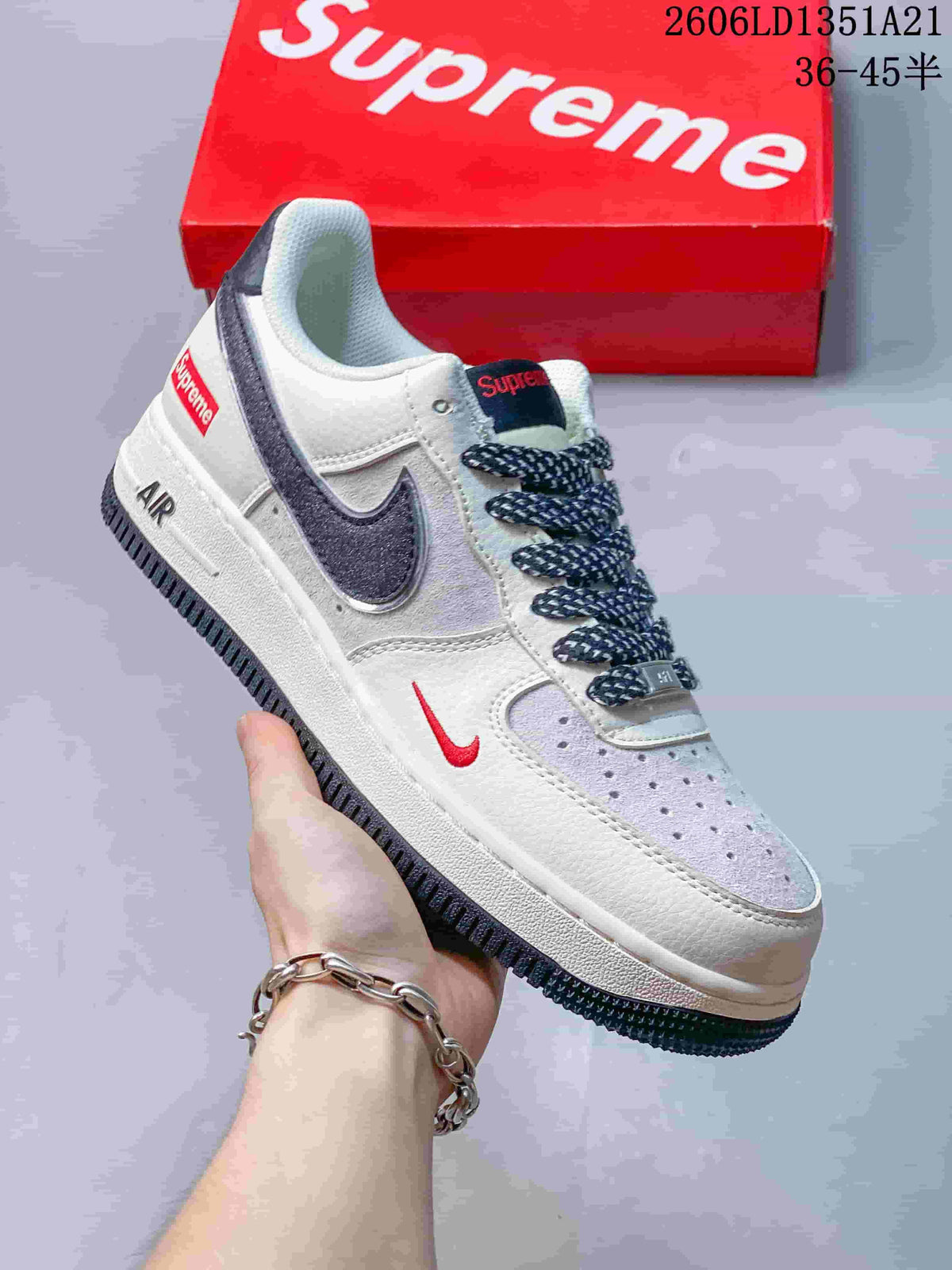 Nike Air Force 1 Low White Sneakers with Dark Swoosh