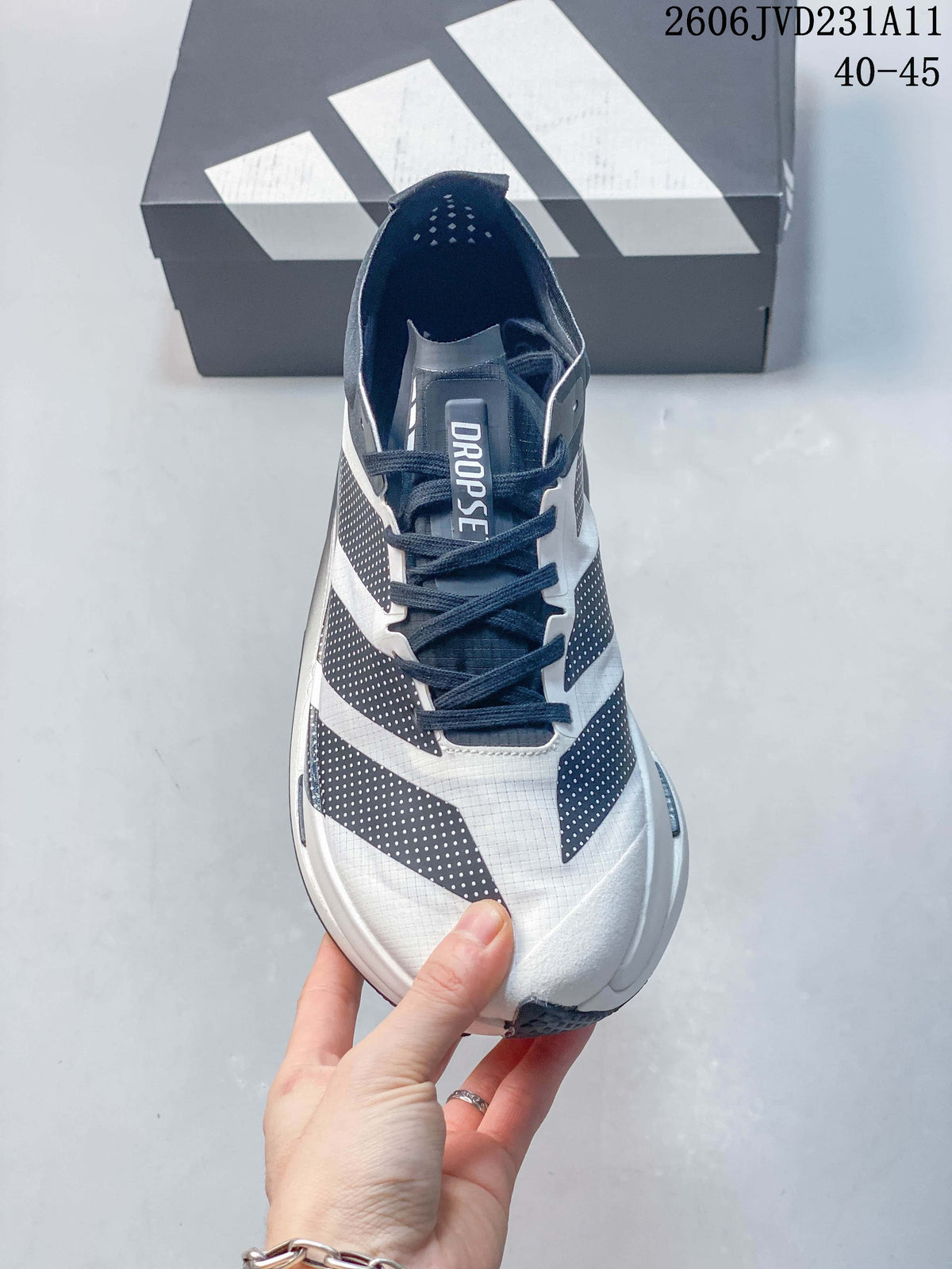 Adidas Adizero Dropset Elite Running Shoes, White and Gray