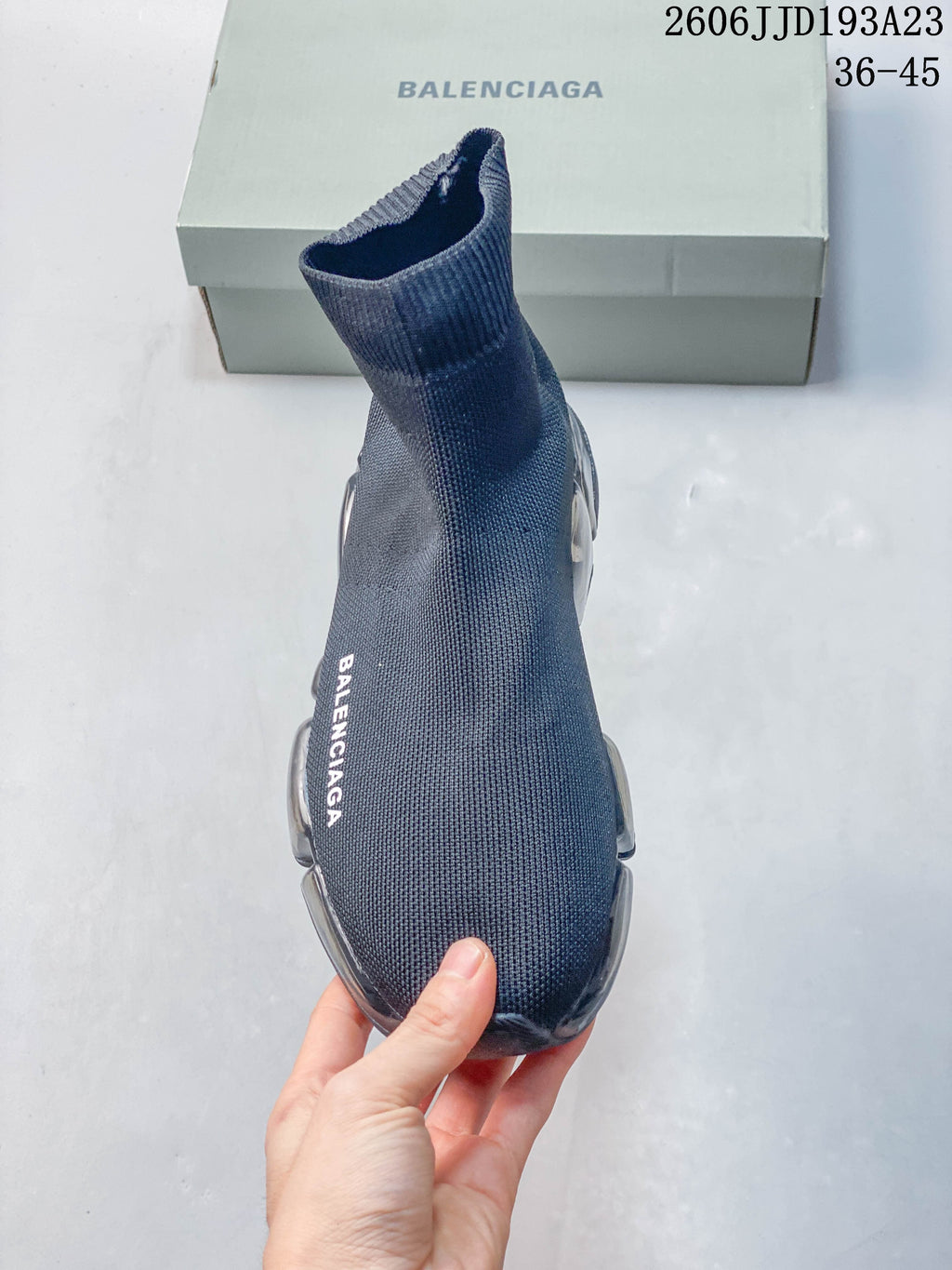 Balenciaga Gray Sock Sneakers with Segmented Sole