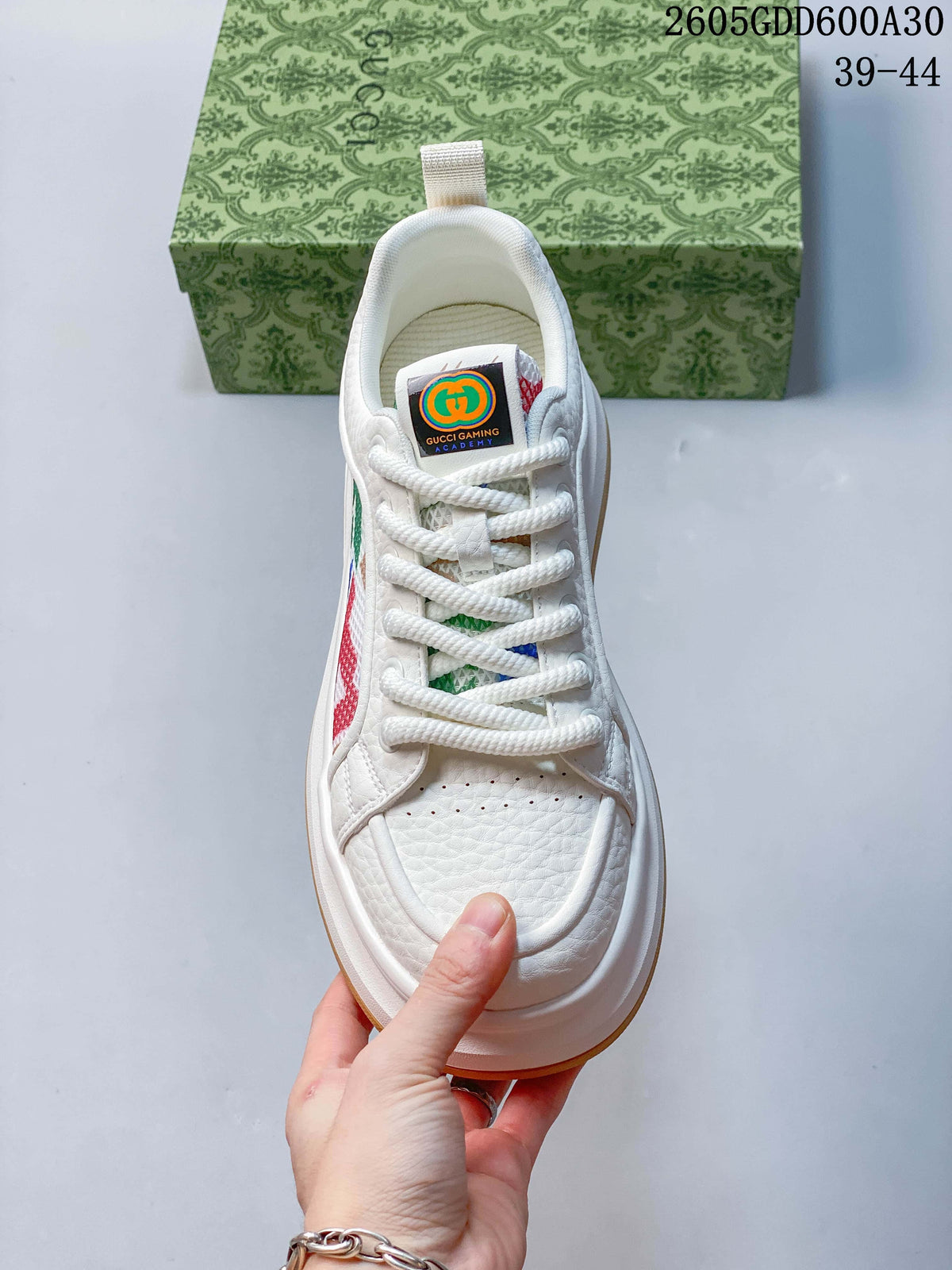 Gucci Screener GG Low-Top Sneakers, White Multicolor