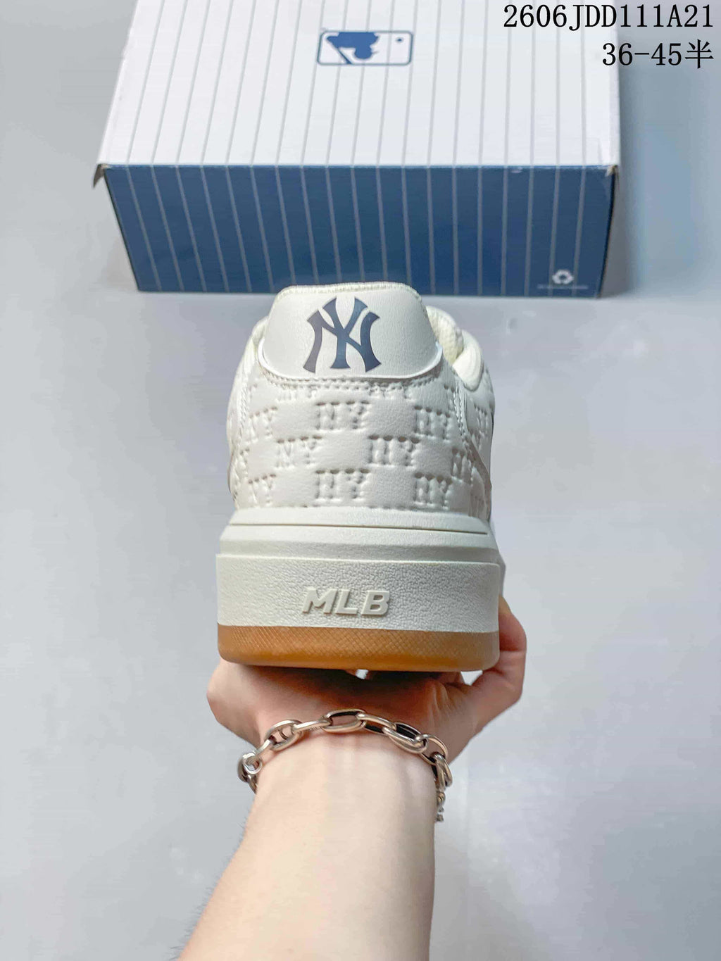 MLB Chunky Classic Embroidered Monogram Sneakers, Ivory