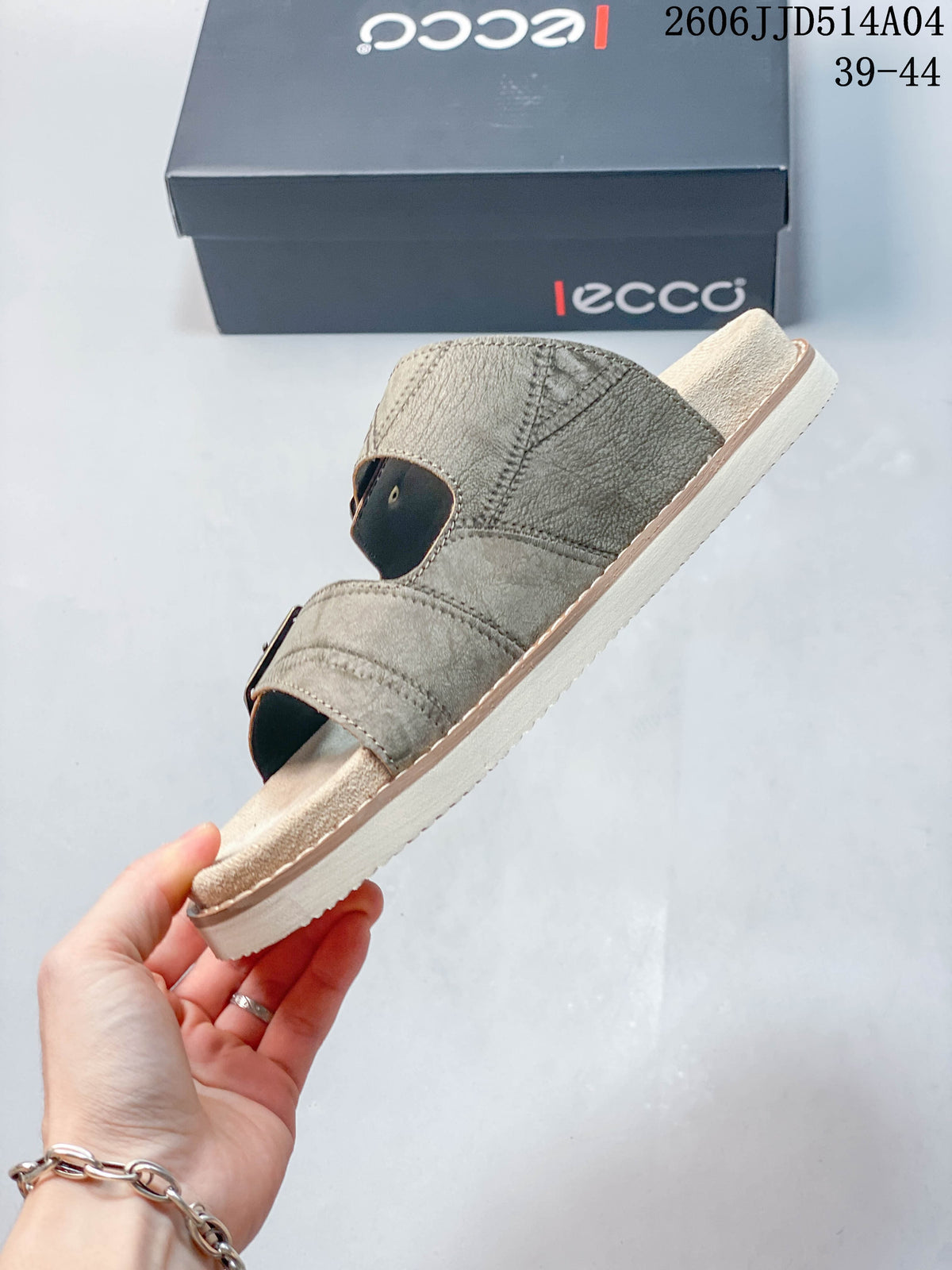 ECCO 06JJD514A04 Two-Buckle Slide Sandals in Taupe