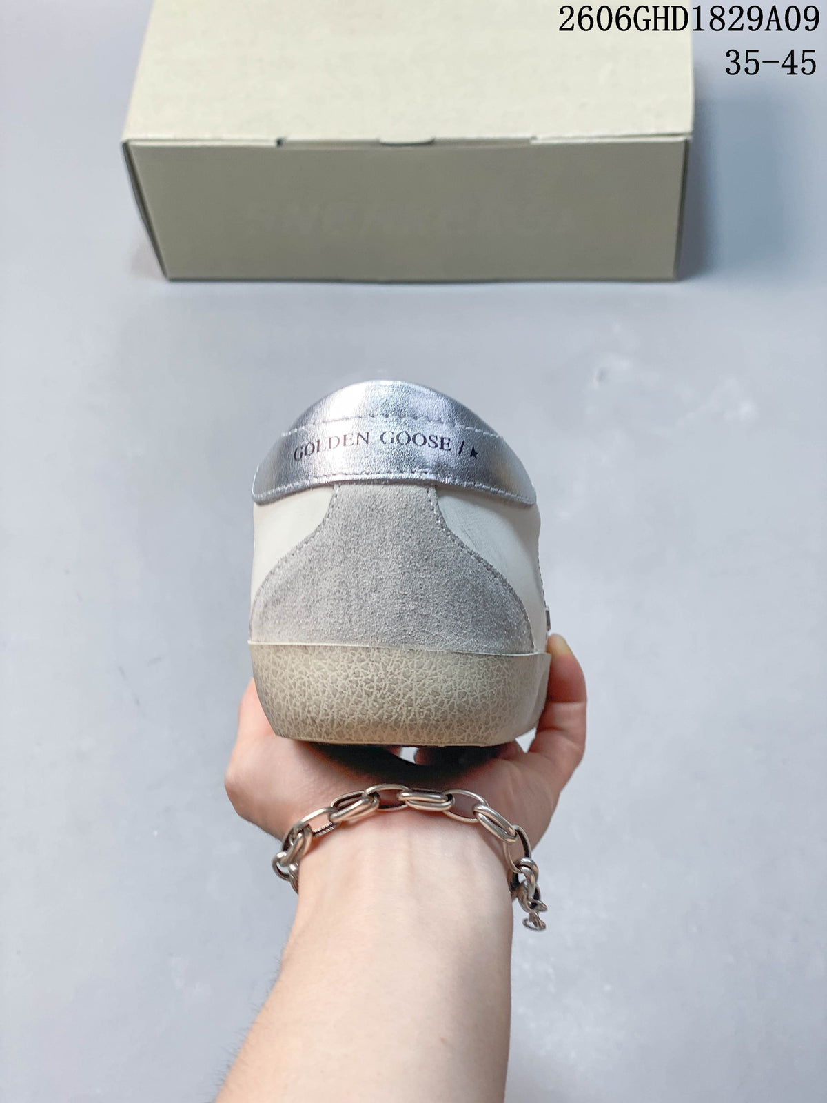 Golden Goose Super-Star White and Silver Sneakers