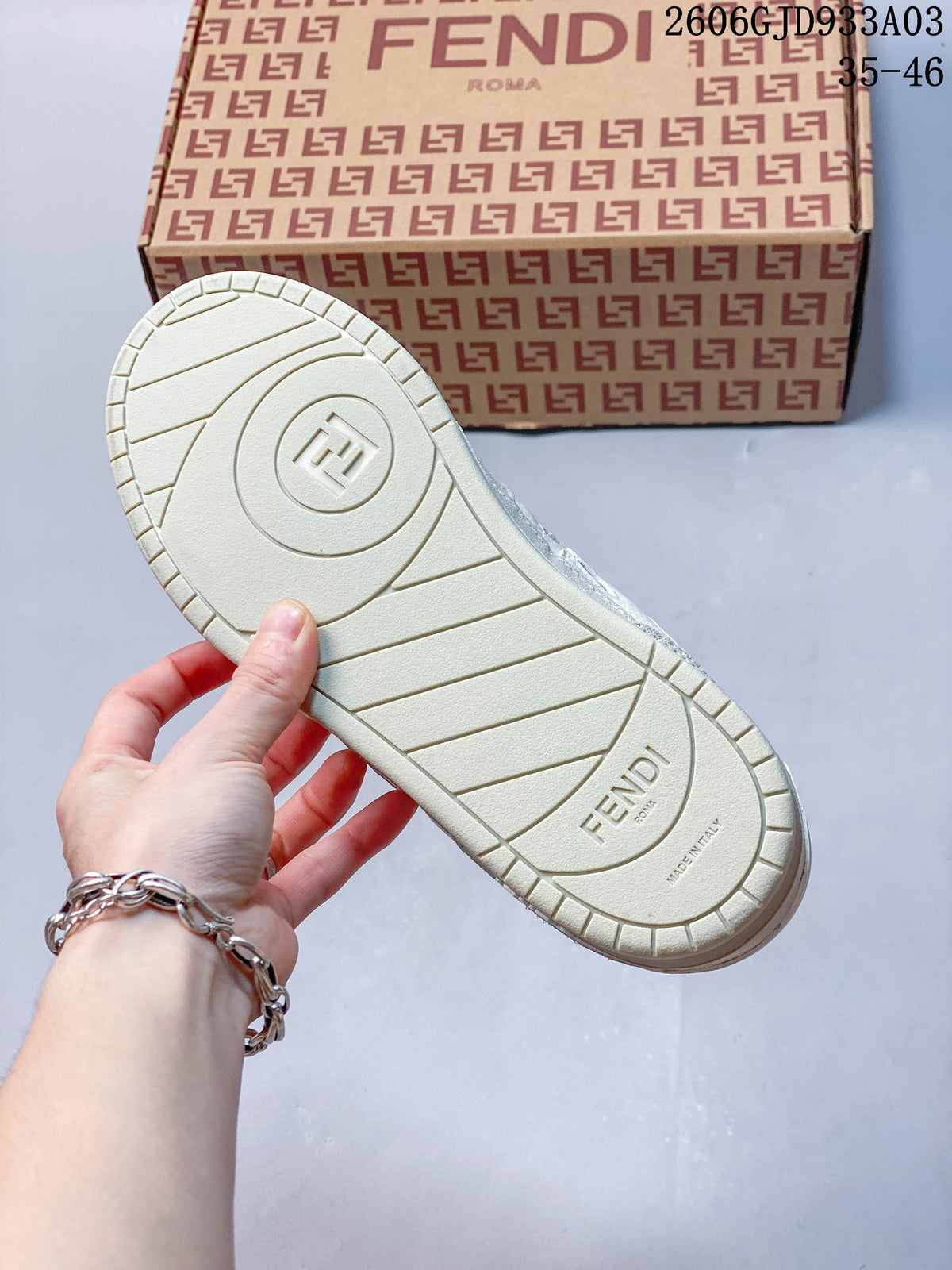 Fendi Match Low-Top Sneakers in White and Beige