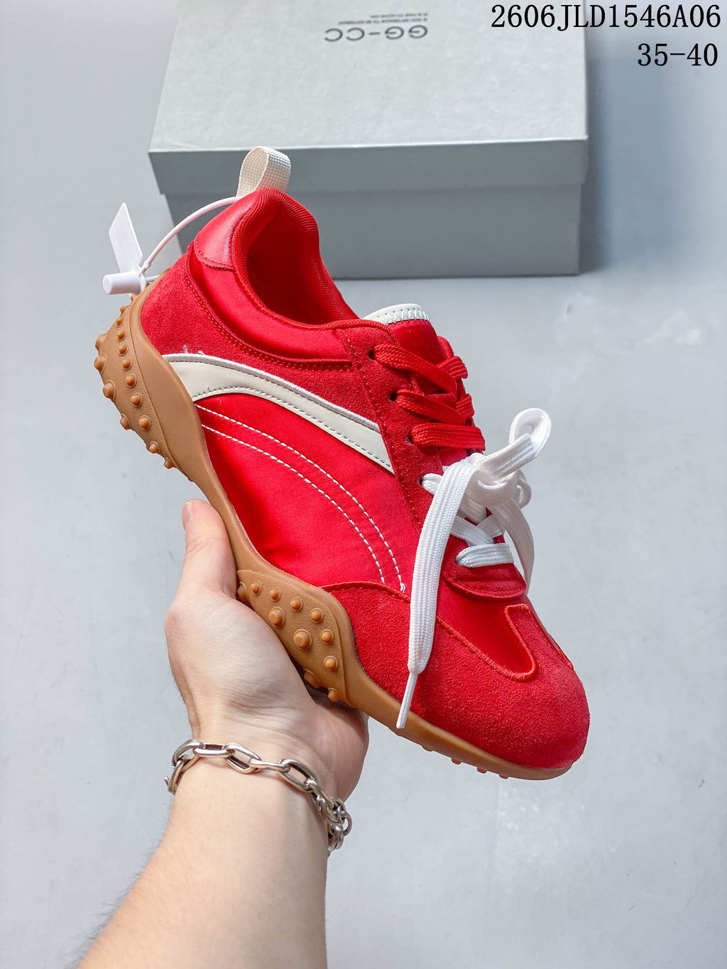 GG-CC Retro Low-Top Racing Sneakers, Red and White G26U6715C