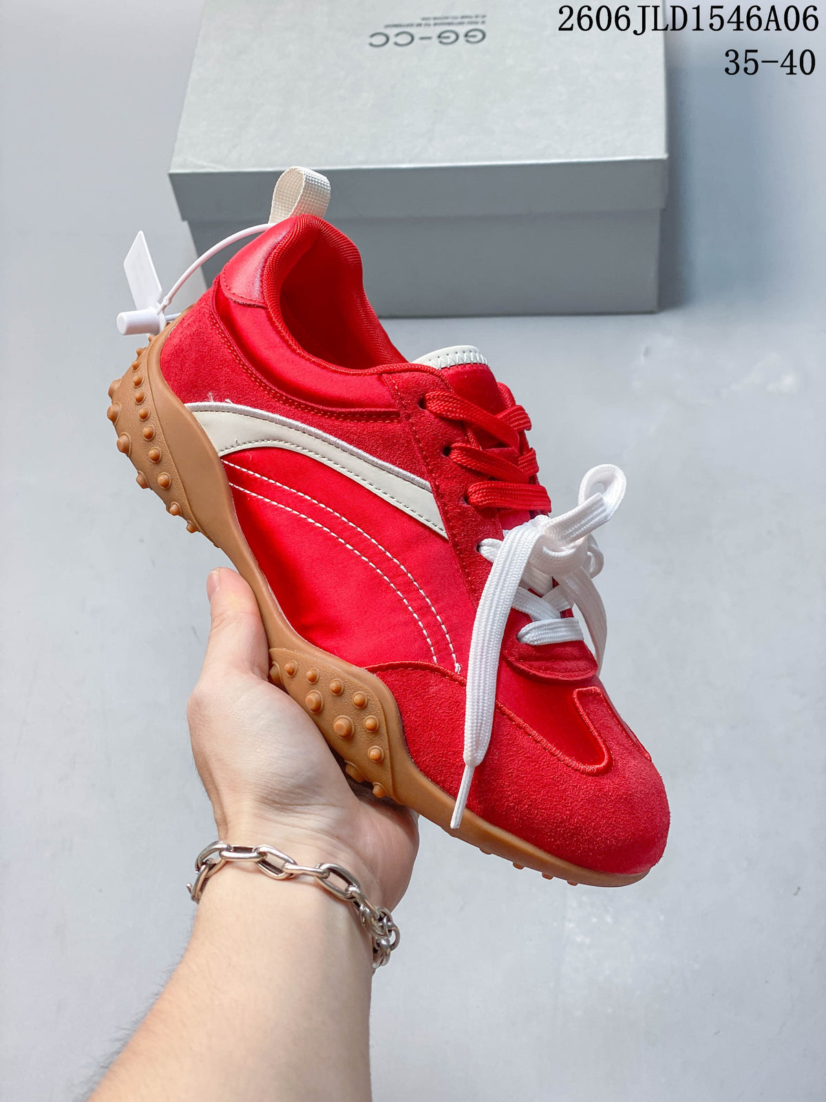 GG-CC Retro Low-Top Racing Sneakers, Red and White G26U6715C