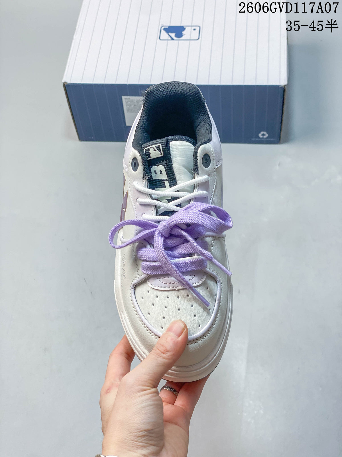 MLB Chunky Liner Low-Top Sneakers in White and Lavender