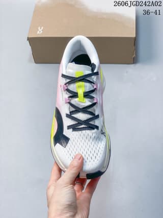 On Cloudboom Max Running Sneakers White Pink Neon Yellow
