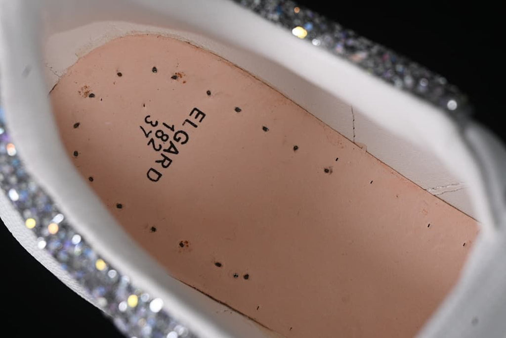 Alexander McQueen White Glitter Heel Low-Top Sneakers