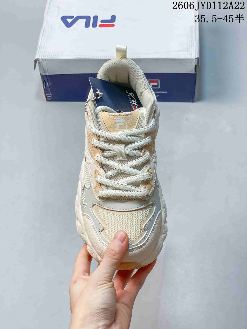 FILA 612520ASUOI Retro Lace-Up Sneakers, Cream and Burgundy
