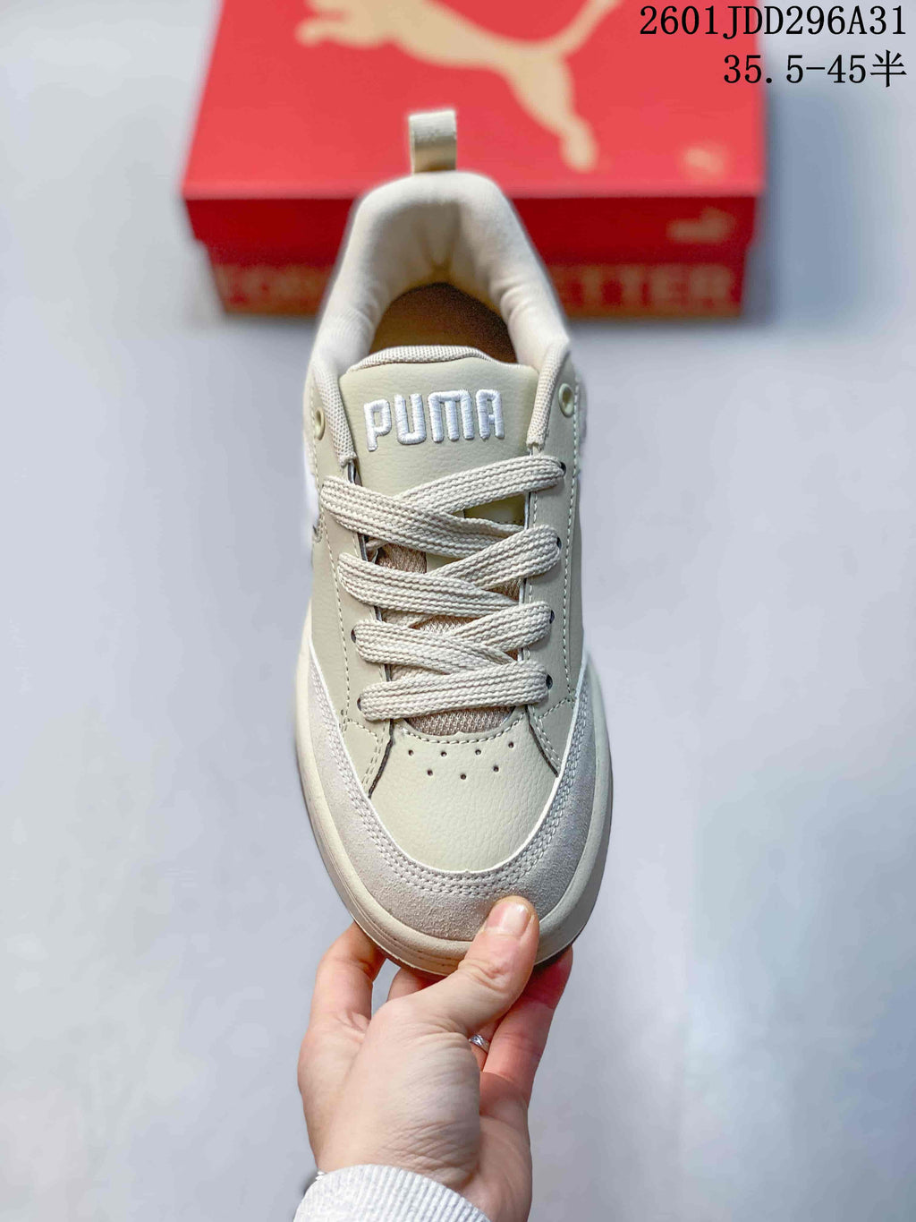 PUMA 180 Platform Sneakers in Cream and White