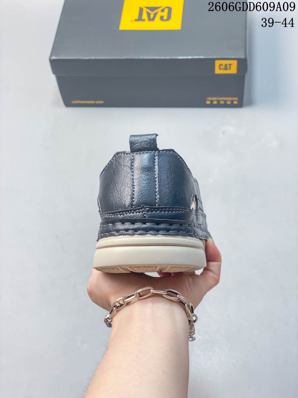 CAT Men's Navy Leather-Style Fisherman Sandals