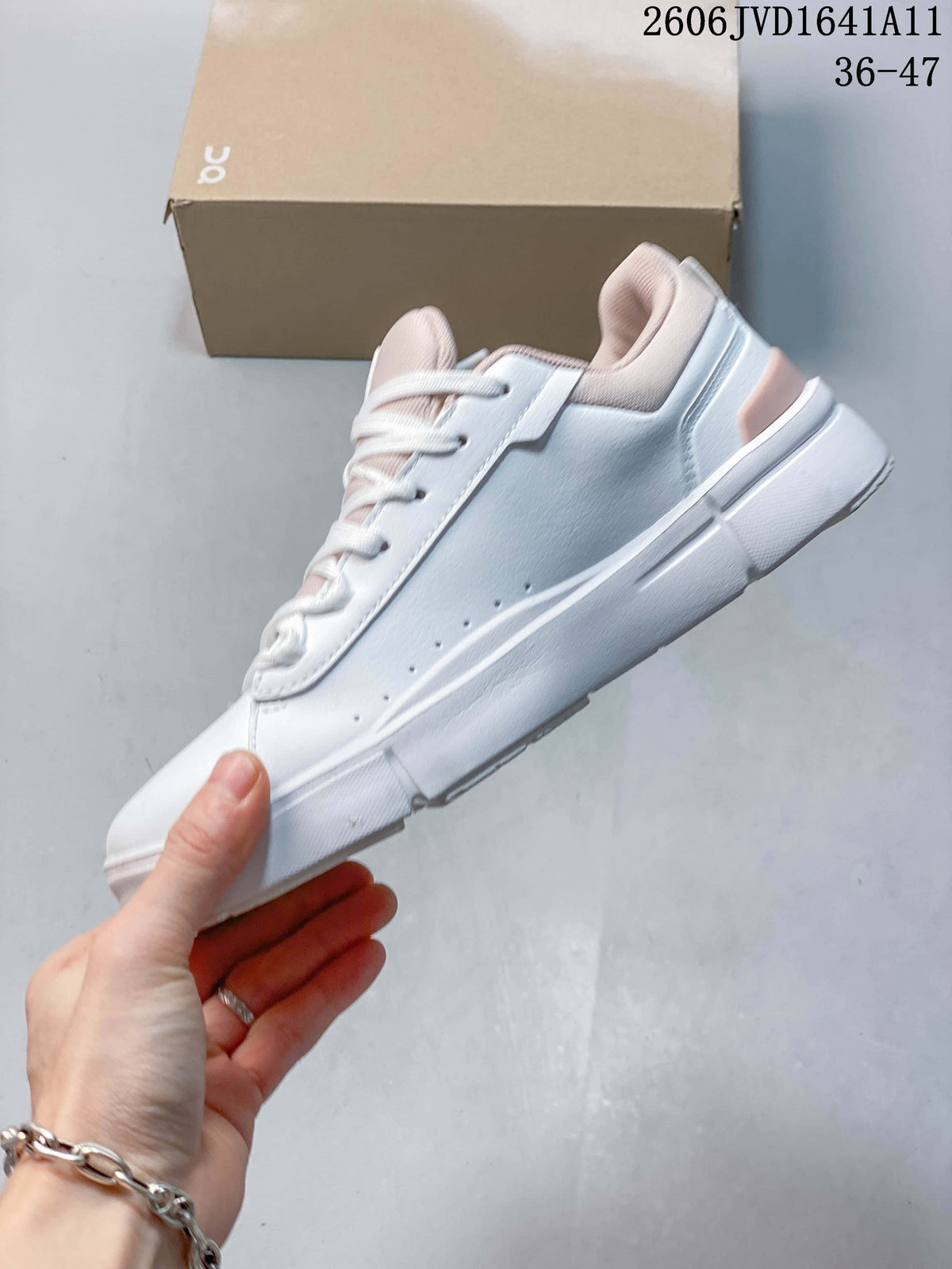 On Court Sneakers in White and Blush Pink