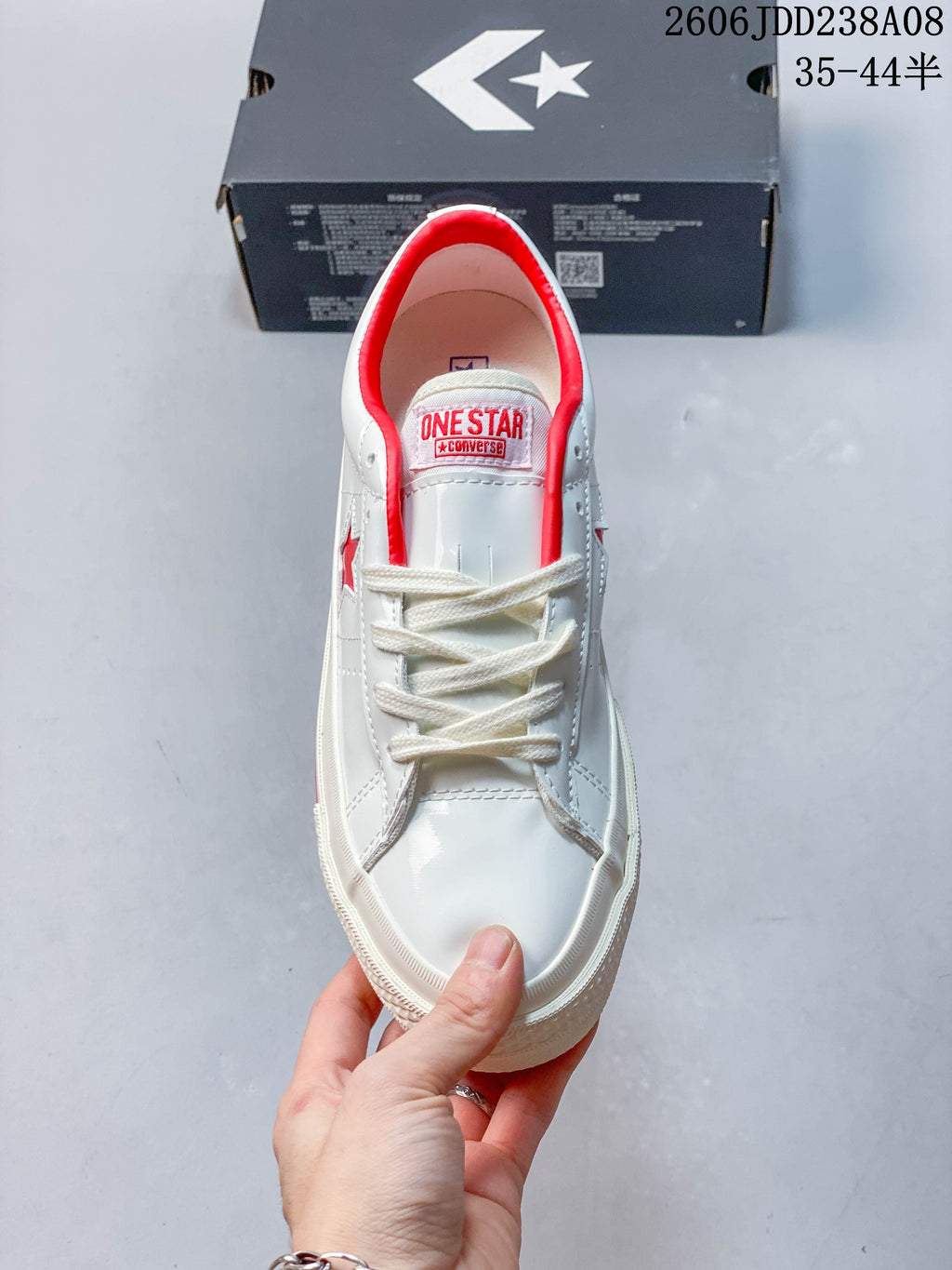 Converse One Star Low-Top Sneakers in White and Red