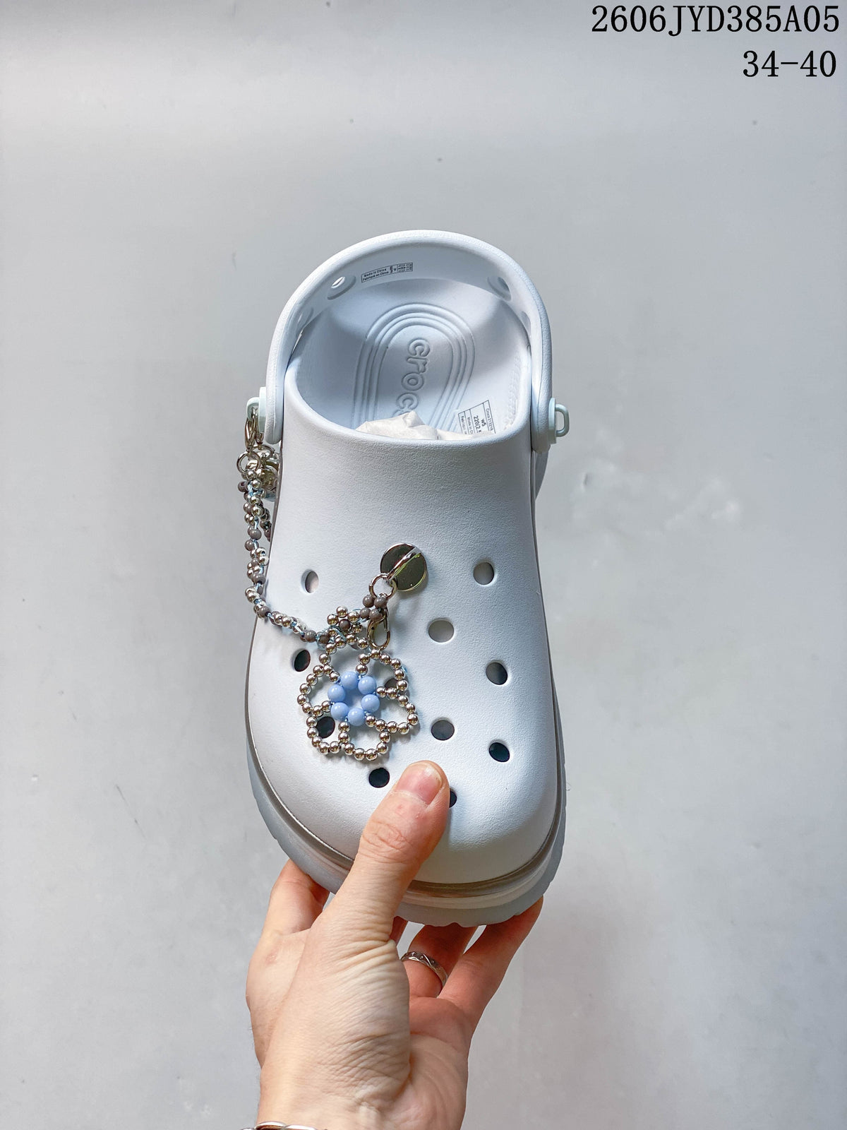 Crocs Classic Clog with Decorative Charms, White, 06JYD385A05