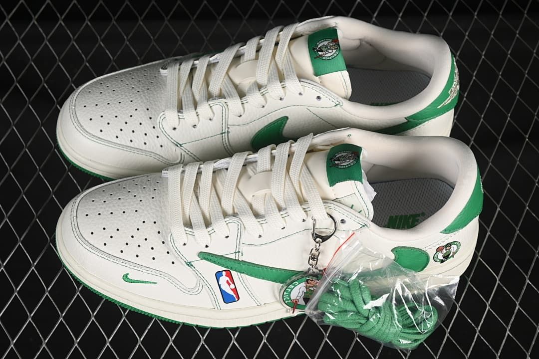 Nike Low-Top Sneakers, Boston Celtics Green and White
