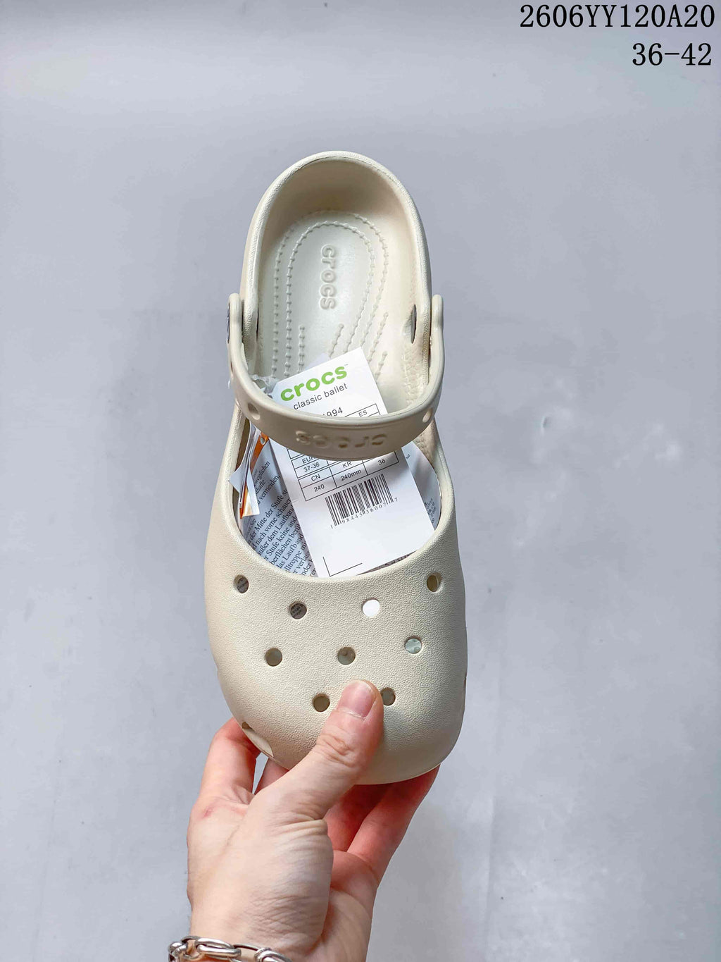 Crocs Classic Clog in Cream with Textured Geometric Upper