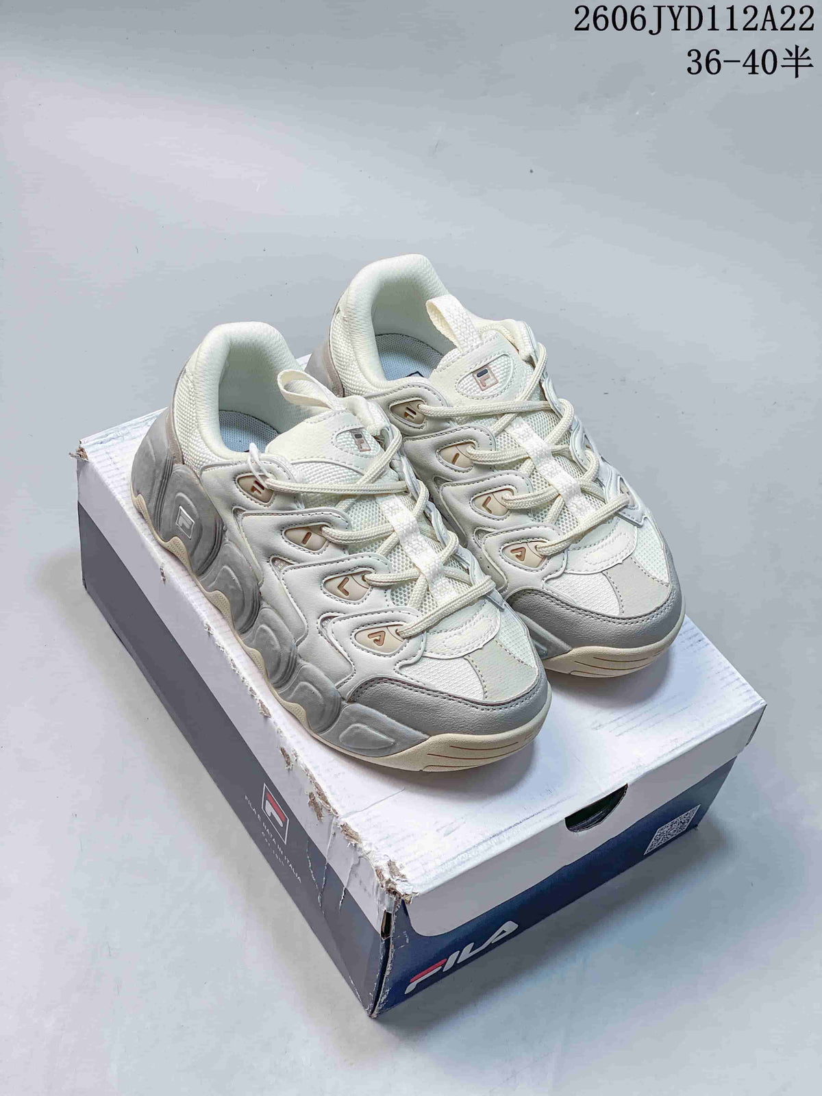 FILA Mars Chunky Sneakers, White and Grey, 612520ASUOI