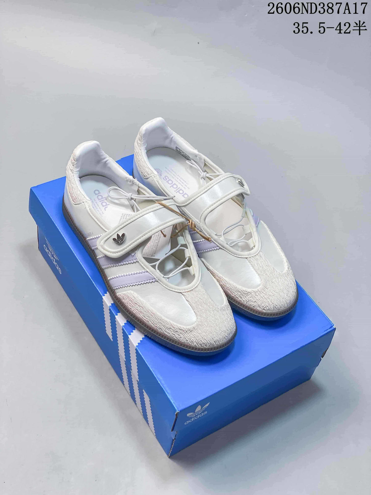 Adidas Samba Jane White Sneakers with Hook-and-Loop Strap
