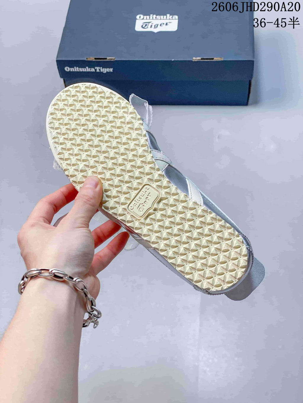 Onitsuka Tiger Silver Sneakers with Sheer Ribbon Laces