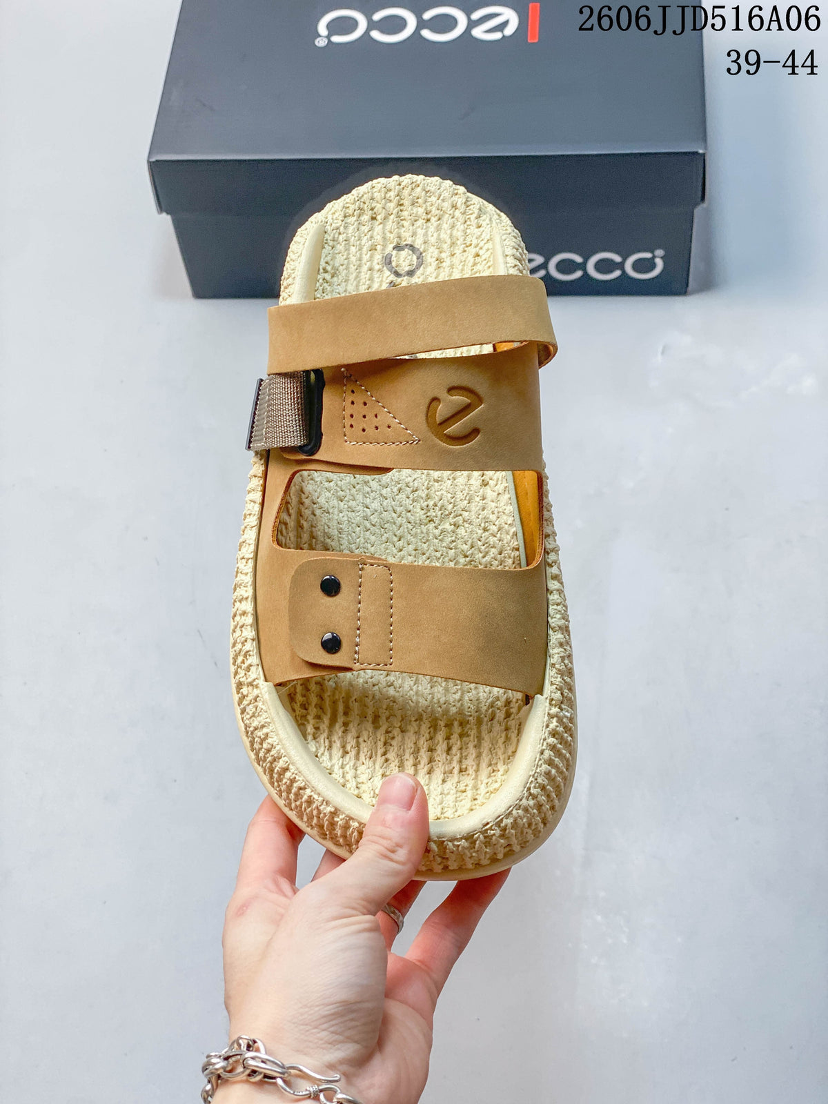 ECCO Men's Tan Adjustable Two-Strap Sandals
