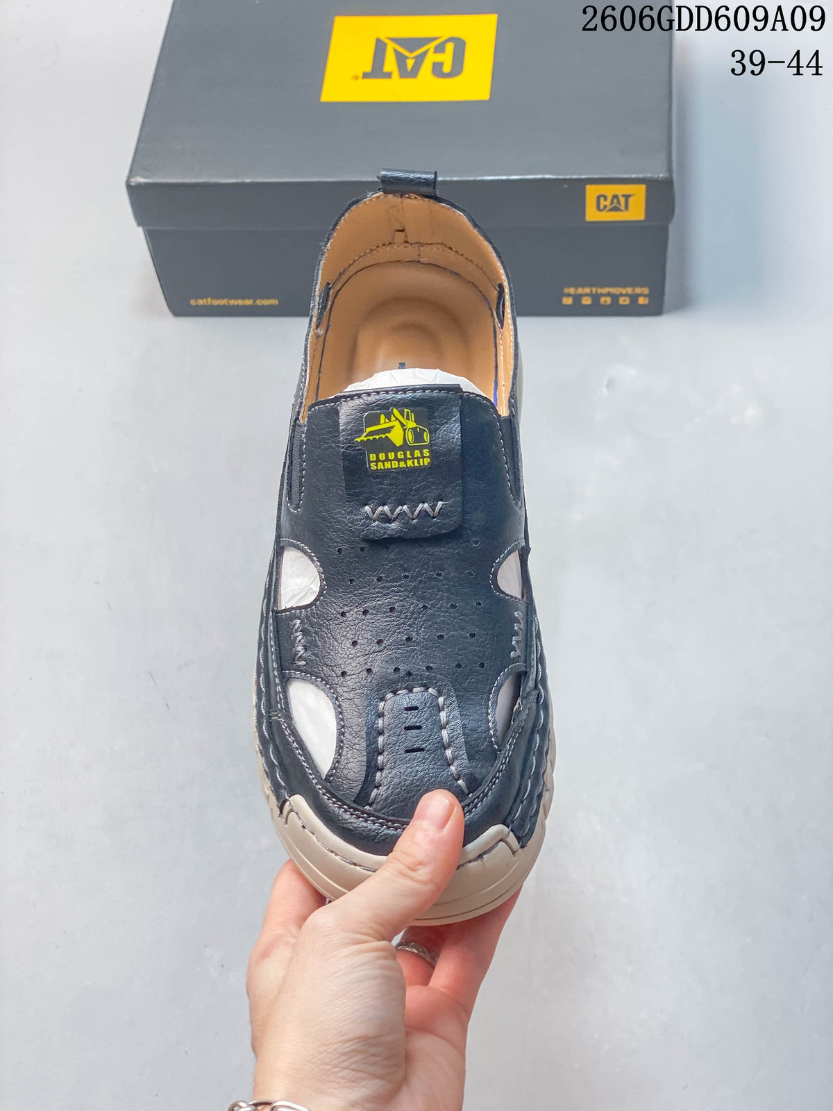 CAT Men's Navy Leather-Style Fisherman Sandals