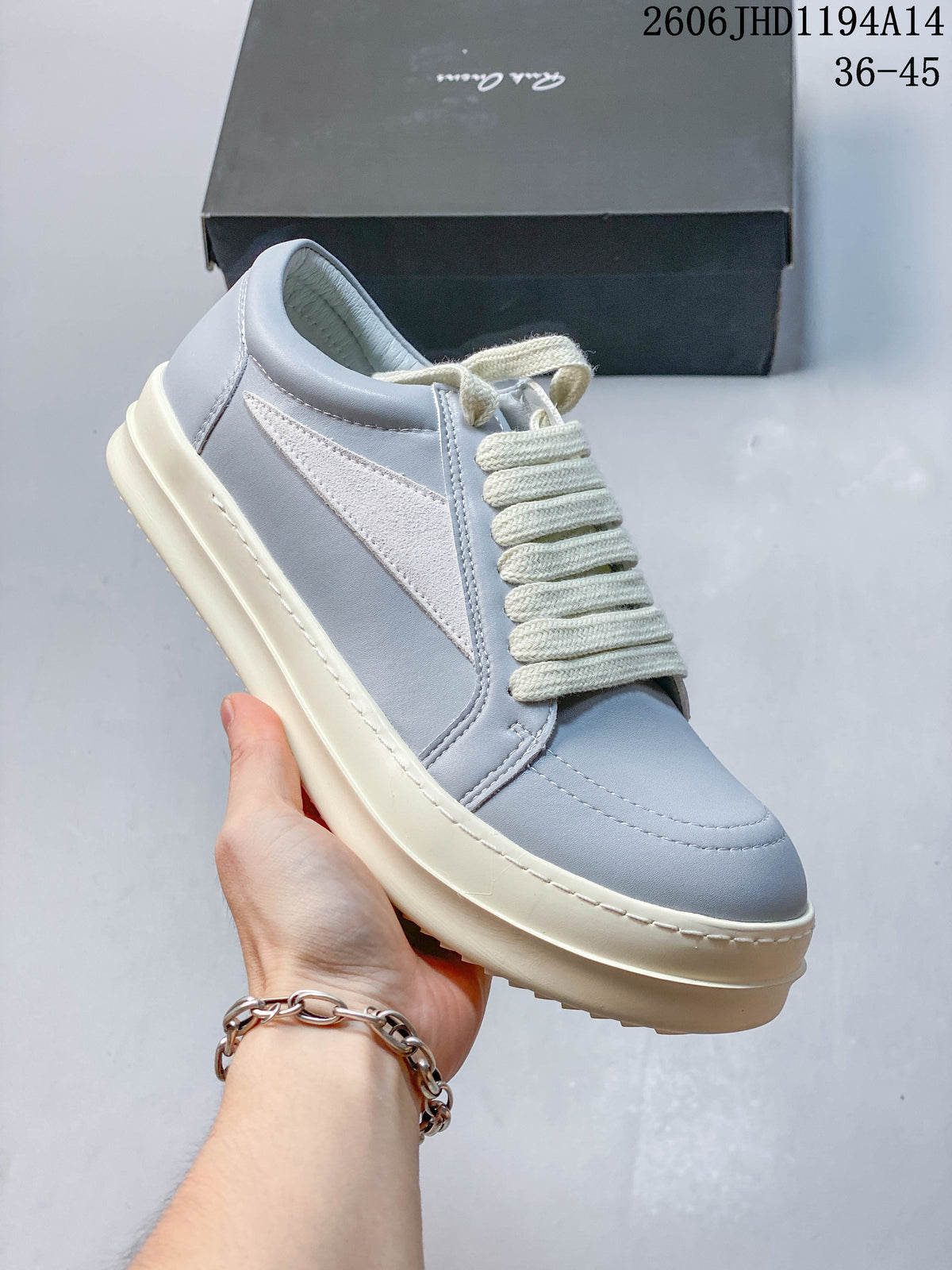 Rick Owens Vintage Sneaker Gray and White Low-Top Sneakers