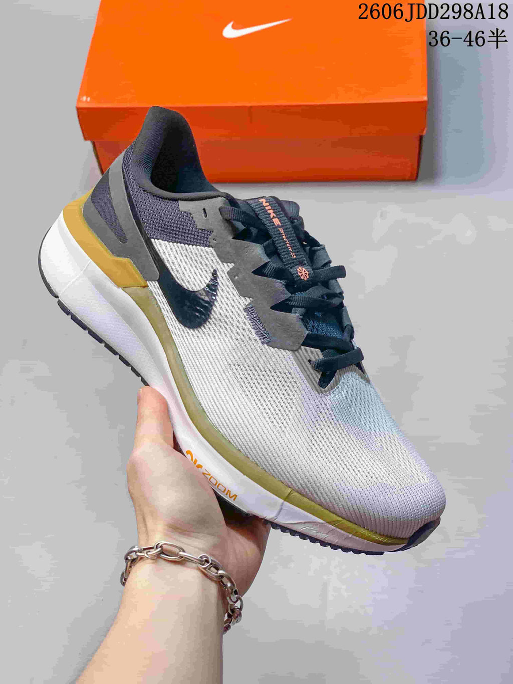 Nike ReactX Running Shoes in White, Gray and Gold