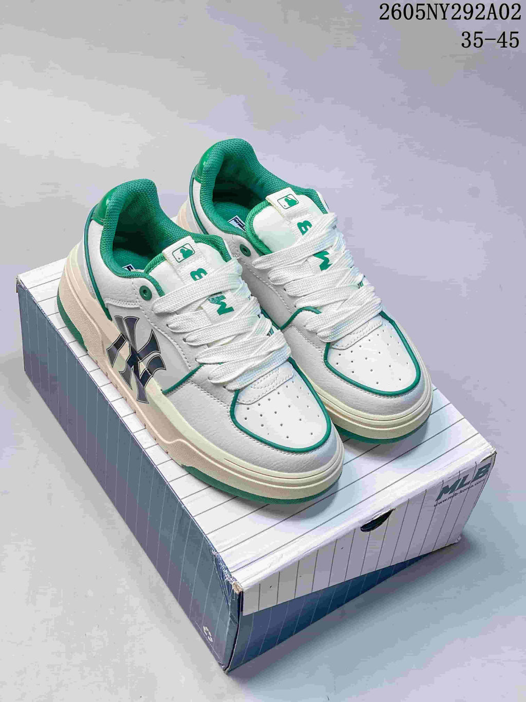 MLB Chunky Liner Low-Top Sneakers, White and Green