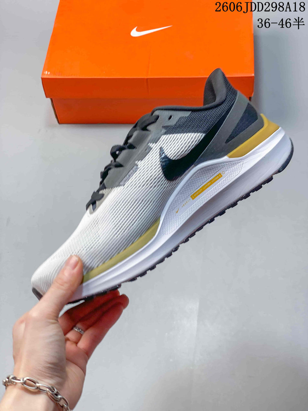 Nike ReactX Running Shoes in White, Gray and Gold