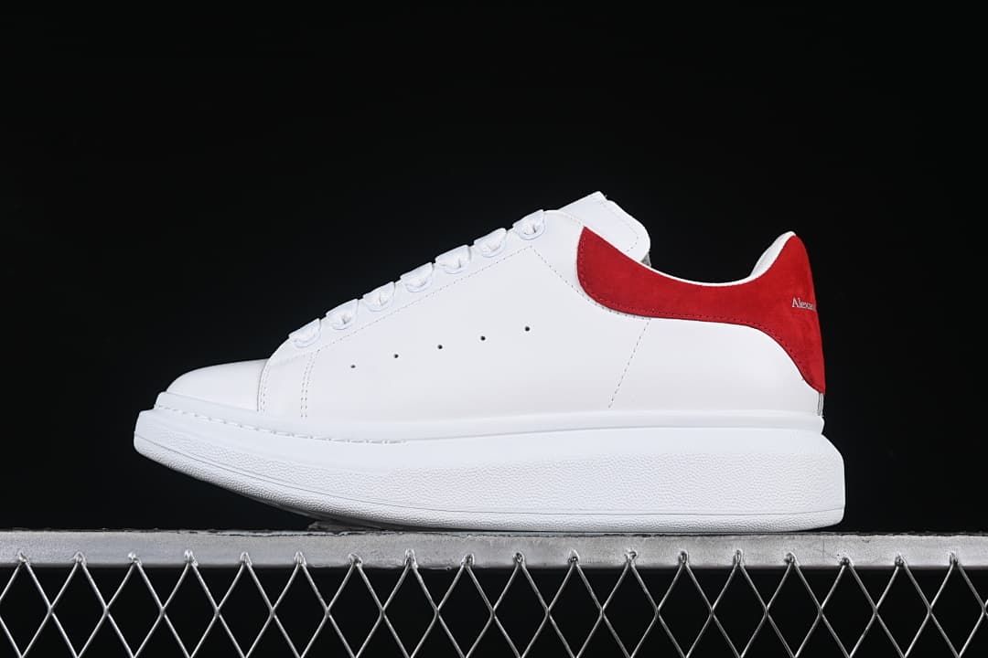 Alexander McQueen Oversized Sneakers, White and Red Heel