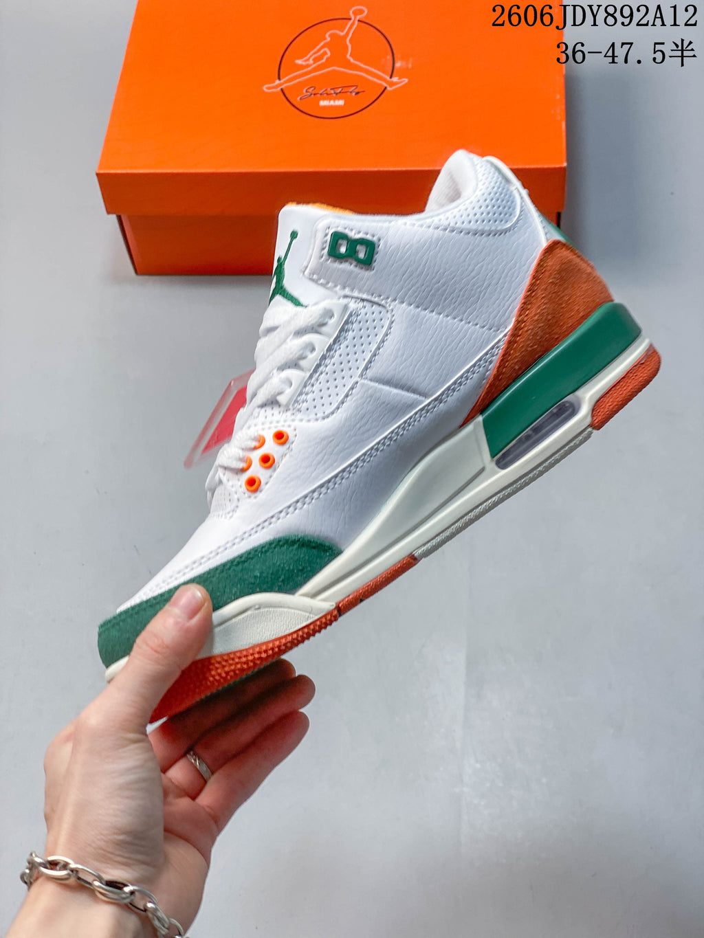 Jordan Air Jordan 3 Retro White Orange Green Sneakers
