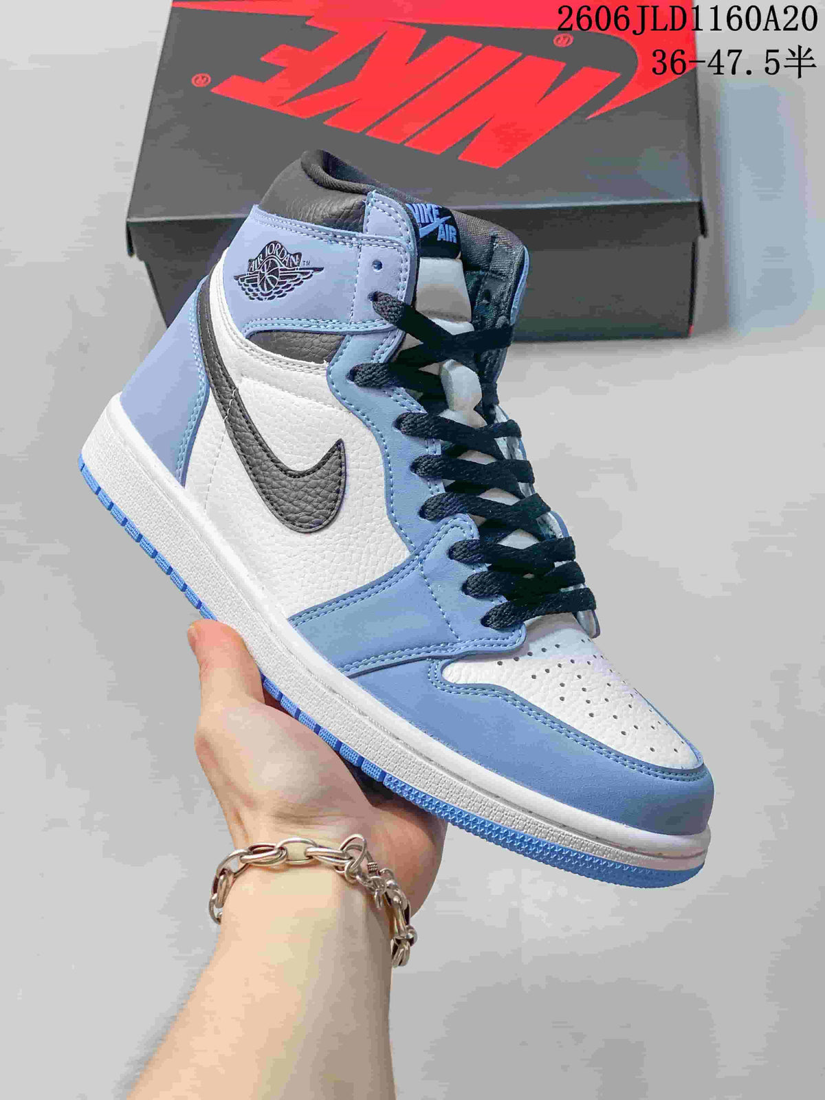 Jordan Air Jordan 1 High Sneakers, White and Blue