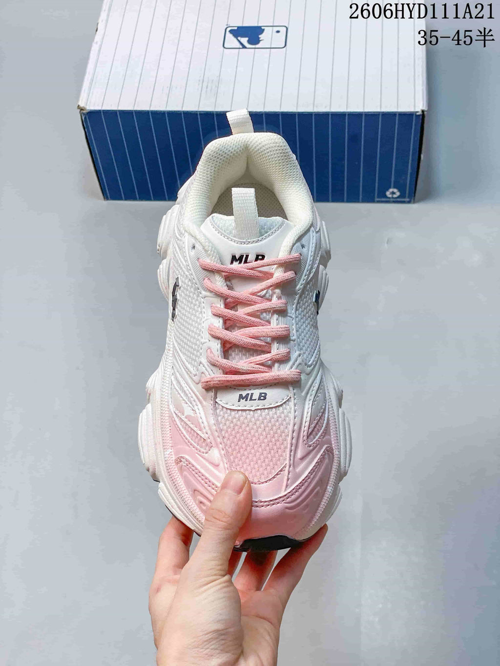MLB NY Chunky Sneakers in White and Pink